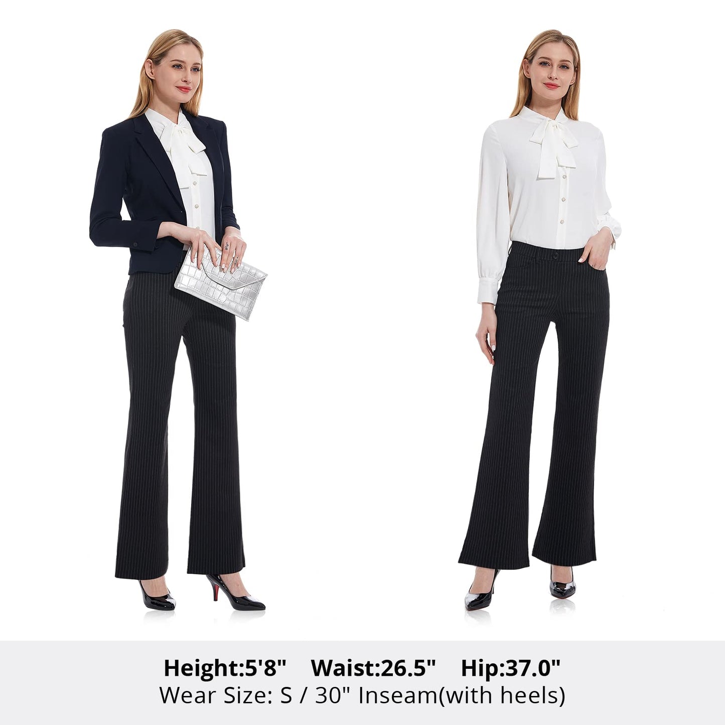 Pantalon extensible pour femme Tapata 28''/30''/32''/34'' avec poches, taille haute, petite, taille standard pour le travail au bureau