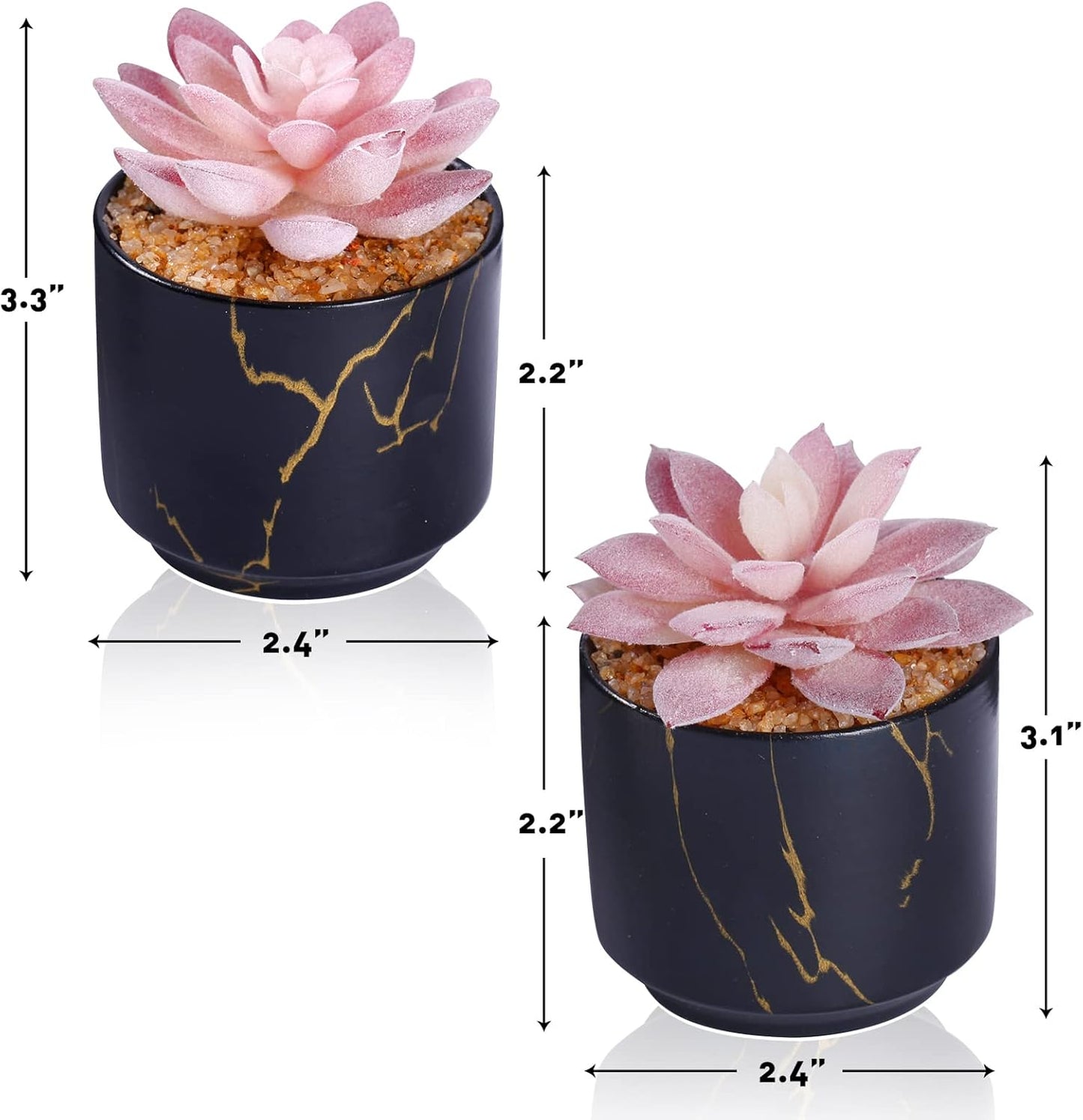Artificial Plants and Succulents in 2 White Ceramic Pots,Small Fake Plants for Office and Desk Decor,Bathroom, Bedroom,Shelves for Women
