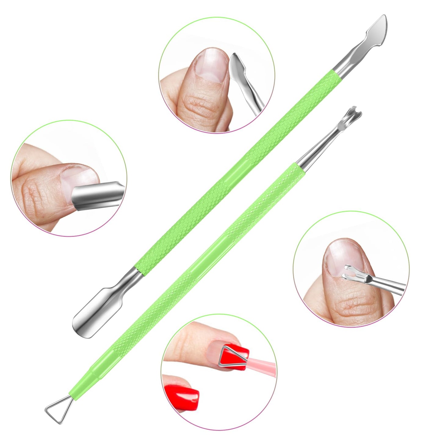 3-Piece Rainbow Cuticle Care Kit – Precision Trimmer, Dual-Head Pusher & Scraper | Surgical-Grade Stainless Steel