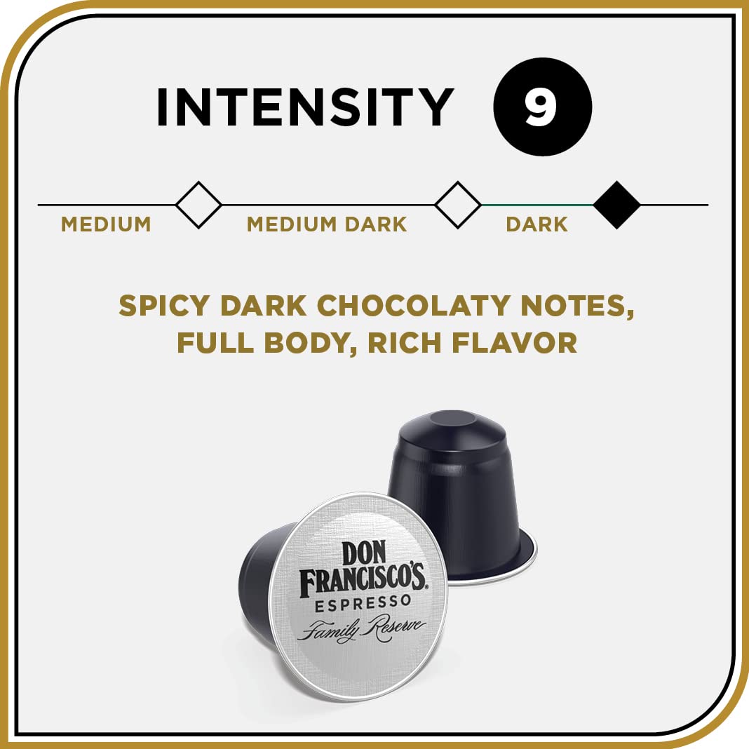 Don Francisco's and Cafe La Llave Espresso Capsule Variety Pack - 50 Recyclable Aluminum Pods Compatible with Nespresso Originalline - Premium Coffee with 4 Flavors and Intensities