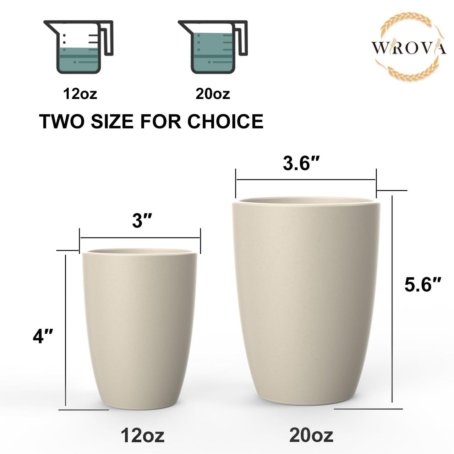 Wheat Straw Cups 8 PCS Good Alternative to Plastic Reusable Cups 20 oz Unbreakable Drinking Cup Reusable Dishwasher Safe Water Plastic Glasses Colorful Series