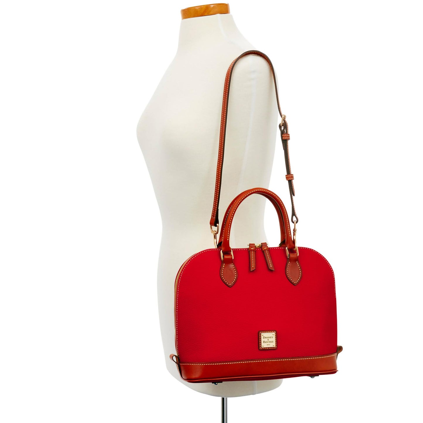 Dooney & Bourke Women's Zip Zip Satchel in Pebble Grain Leather, Large Handbag with Adjustable & Detachable Shoulder Strap