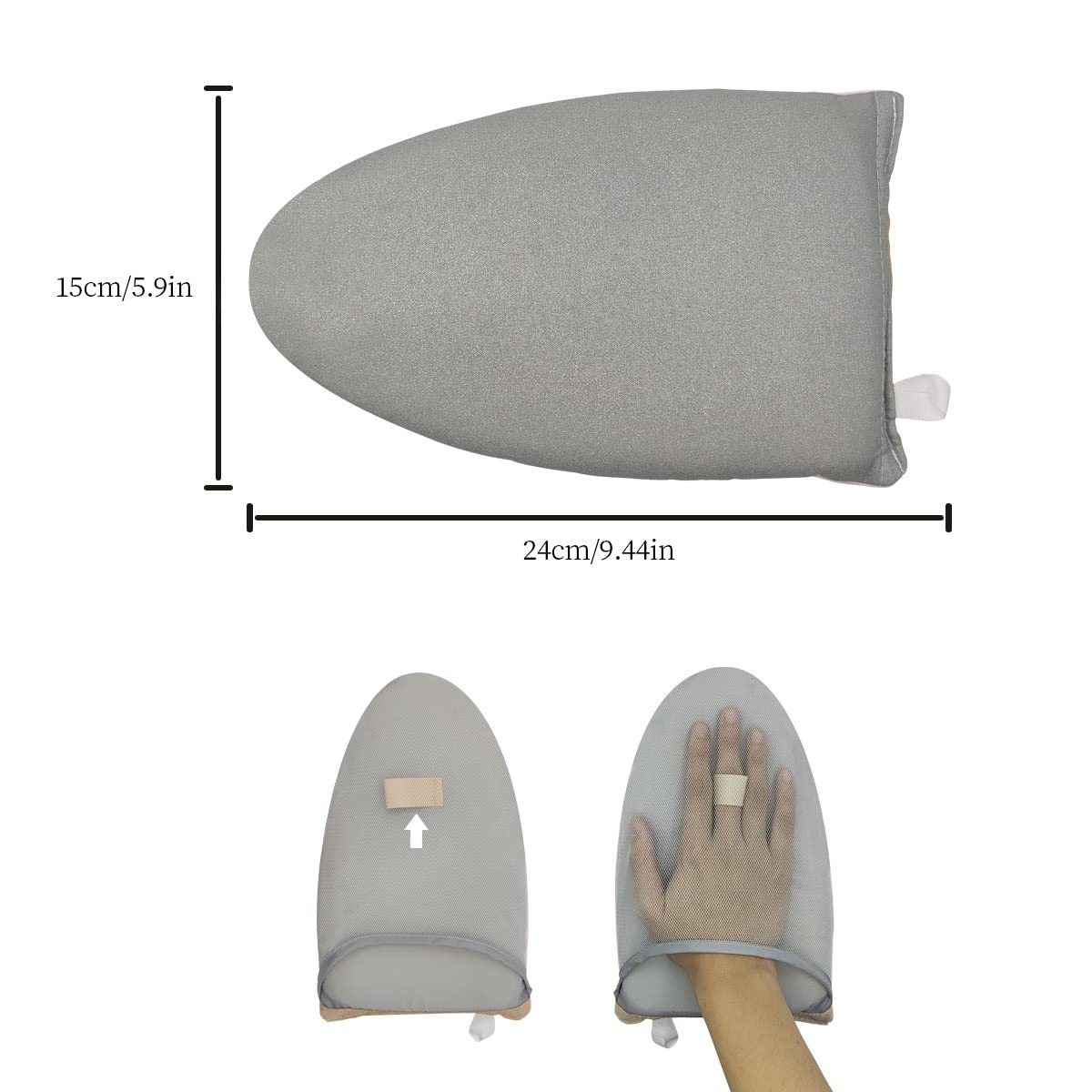 Garment Steamer Ironing Glove with Finger Loop, Heat Resistant Waterproof Ironing Mitt for Heat Resistan Handheld Steamer, Garment Steamer Accessories for Clothes (Grey)