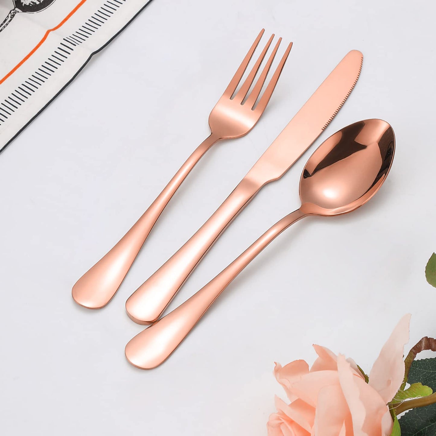 Portable Travel Utensils Set, 18/8 Stainless Steel 3 PCS Cutlery Set Including Knife Fork and Spoon, Reusable Travel Silverware Set with Case for Lunch Box Camping School Office