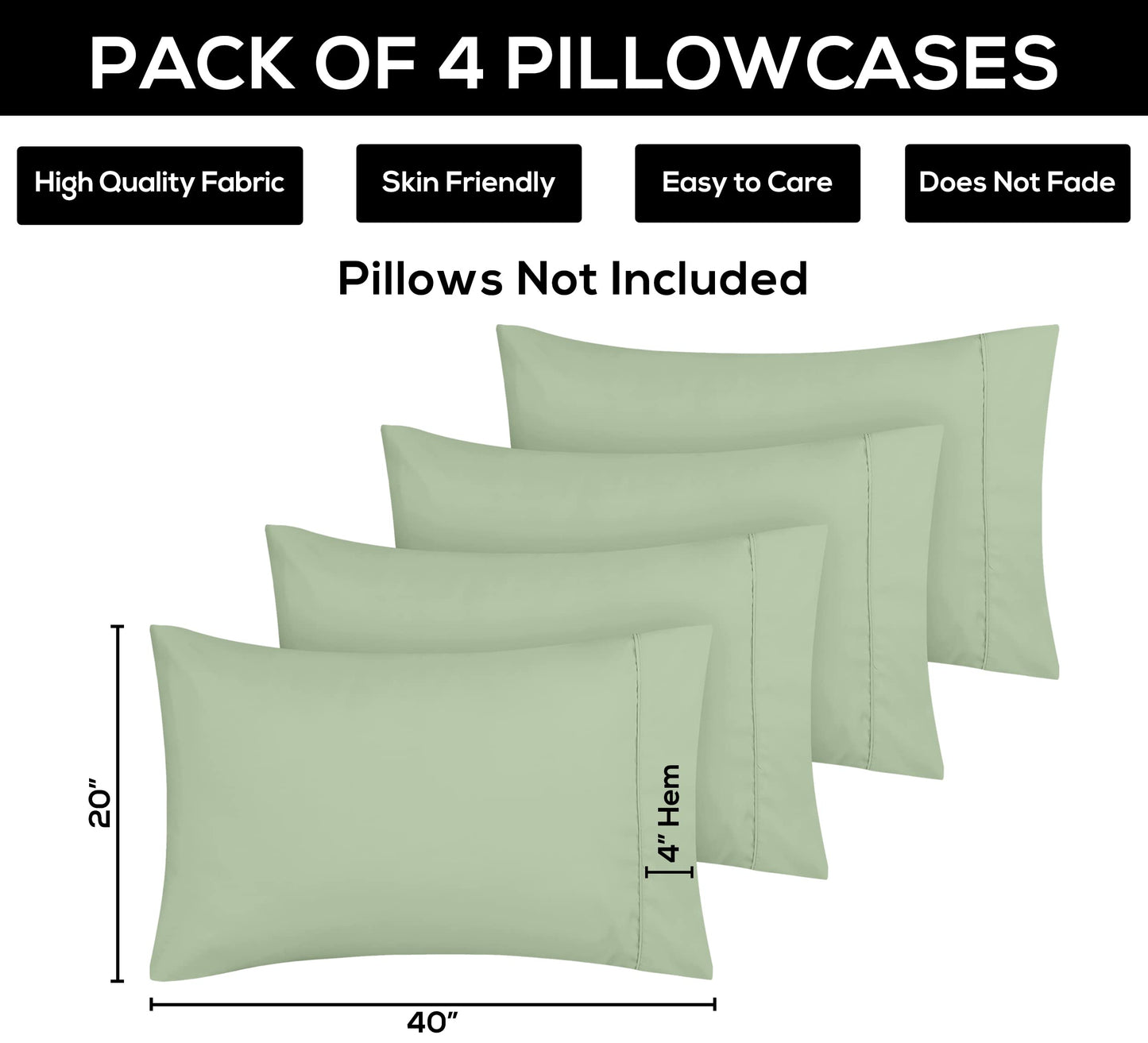 Utopia Bedding Pillow Cases - Envelope Closure - Soft Brushed Microfiber Fabric - Shrinkage and Fade Resistant Pillow