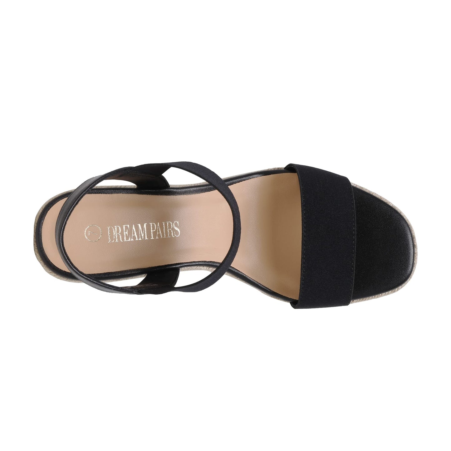 DREAM PAIRS Damen Espadrilles mit offener Spitze, elegante Plateausandalen, Schlupfsandalen mit elastischem Knöchelriemen und Keilabsatz