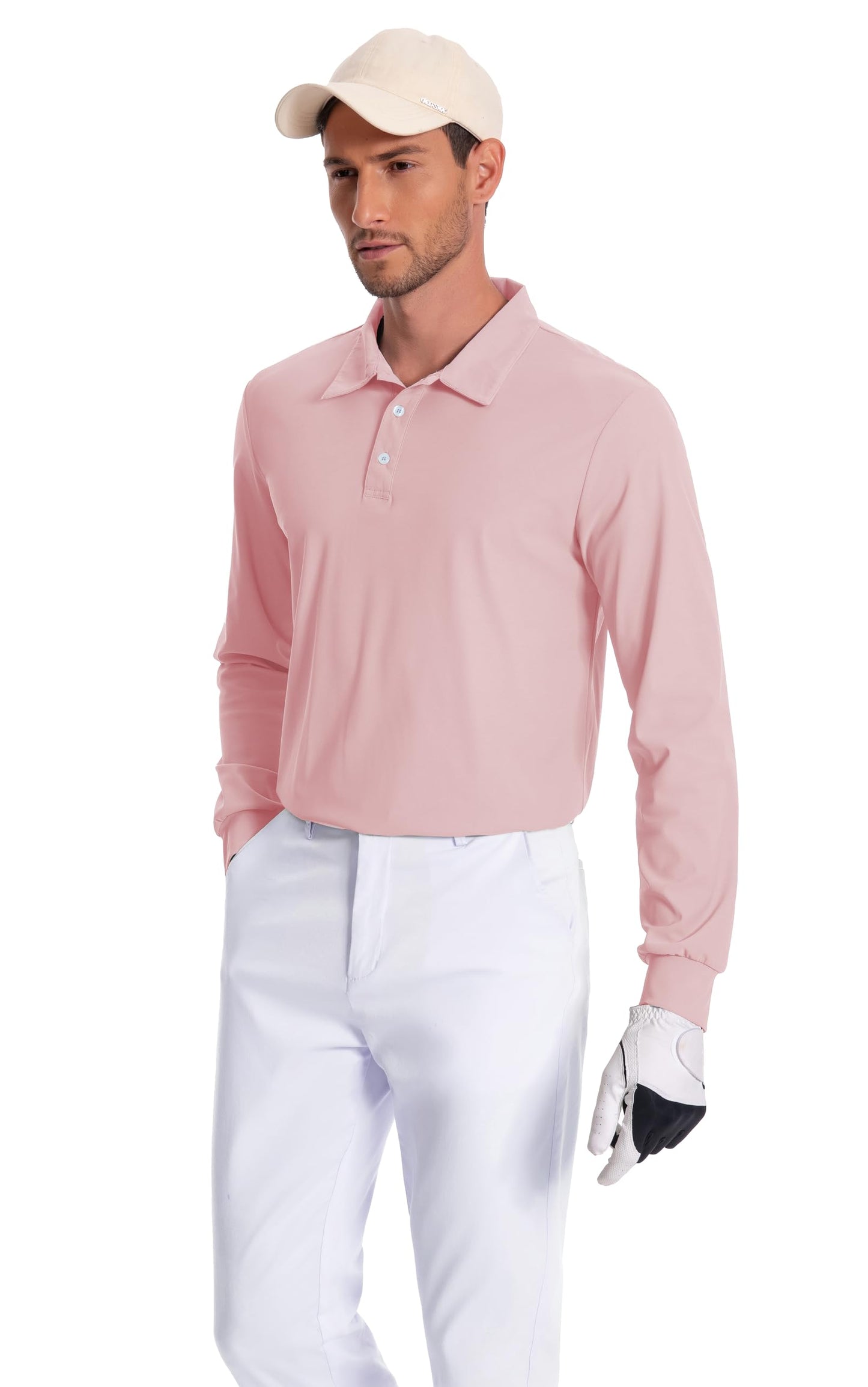 Men’s Polo Shirt Long Sleeve Golf Collared Shirts Quicky Dry Moisture Wicking Performance Lightweight Soft Polo