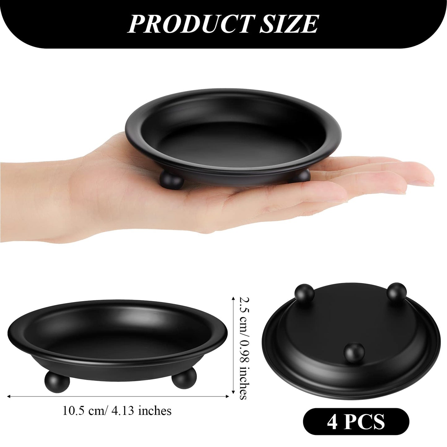 Lot de 4 bougeoirs décoratifs en fer noir mat de 10,5 cm pour table d'Halloween, de Noël, centre de table, décoration de fête de mariage