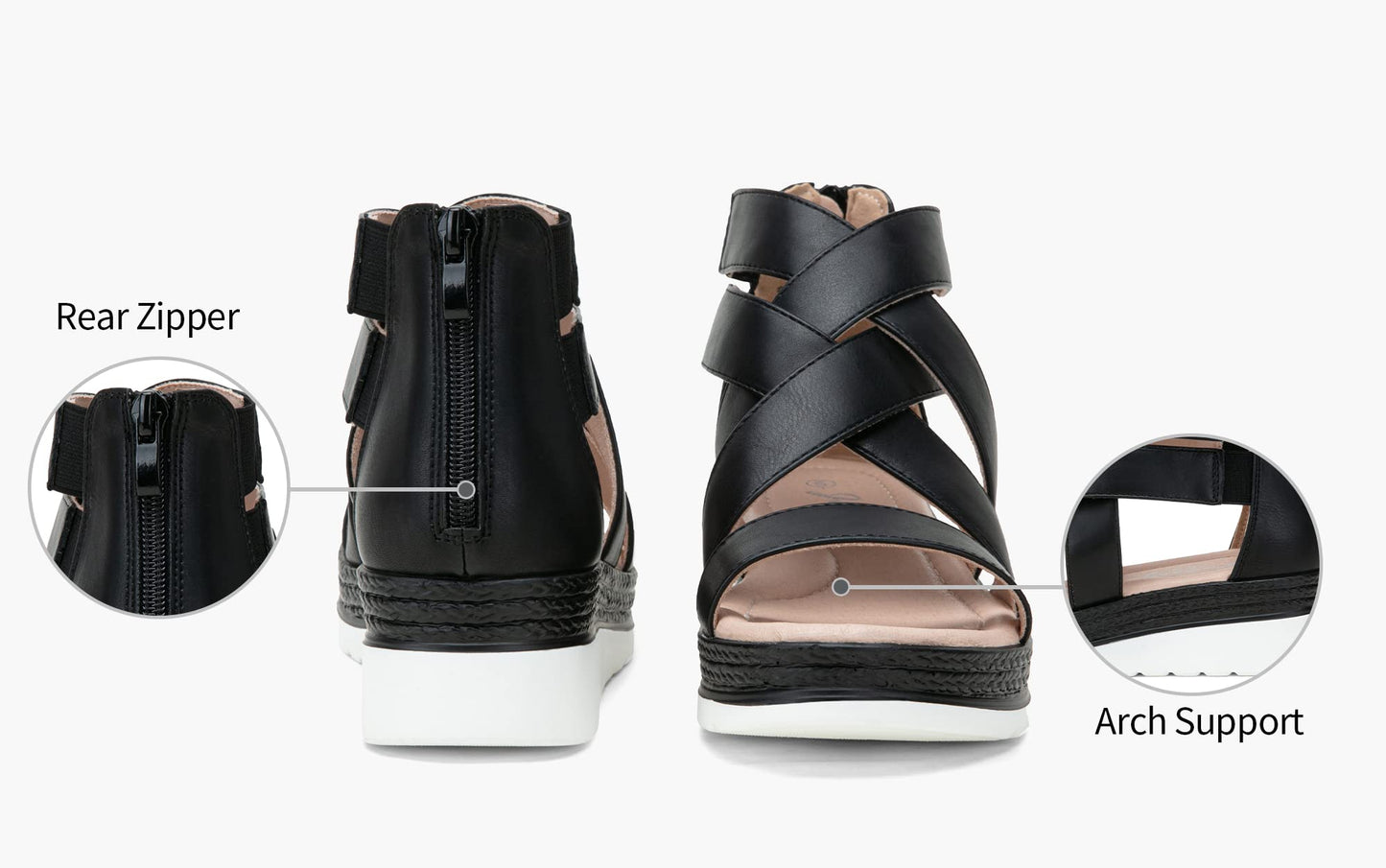 Jeossy Damen 866 Plateausandalen,Keilsandalen,Riemchensandalen,Sommersandalen für Damen mit Reißverschluss