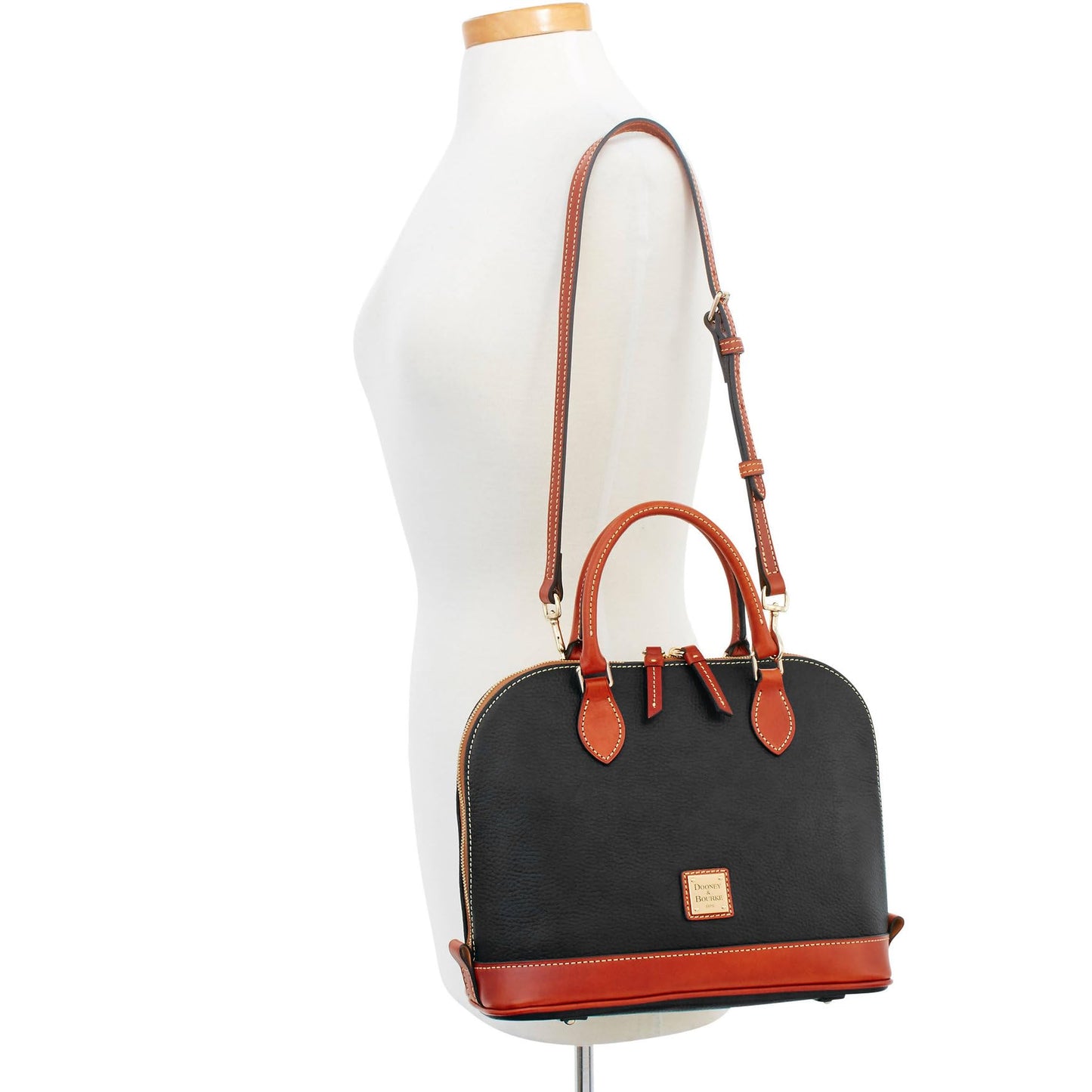 Dooney & Bourke Women's Zip Zip Satchel in Pebble Grain Leather, Large Handbag with Adjustable & Detachable Shoulder Strap