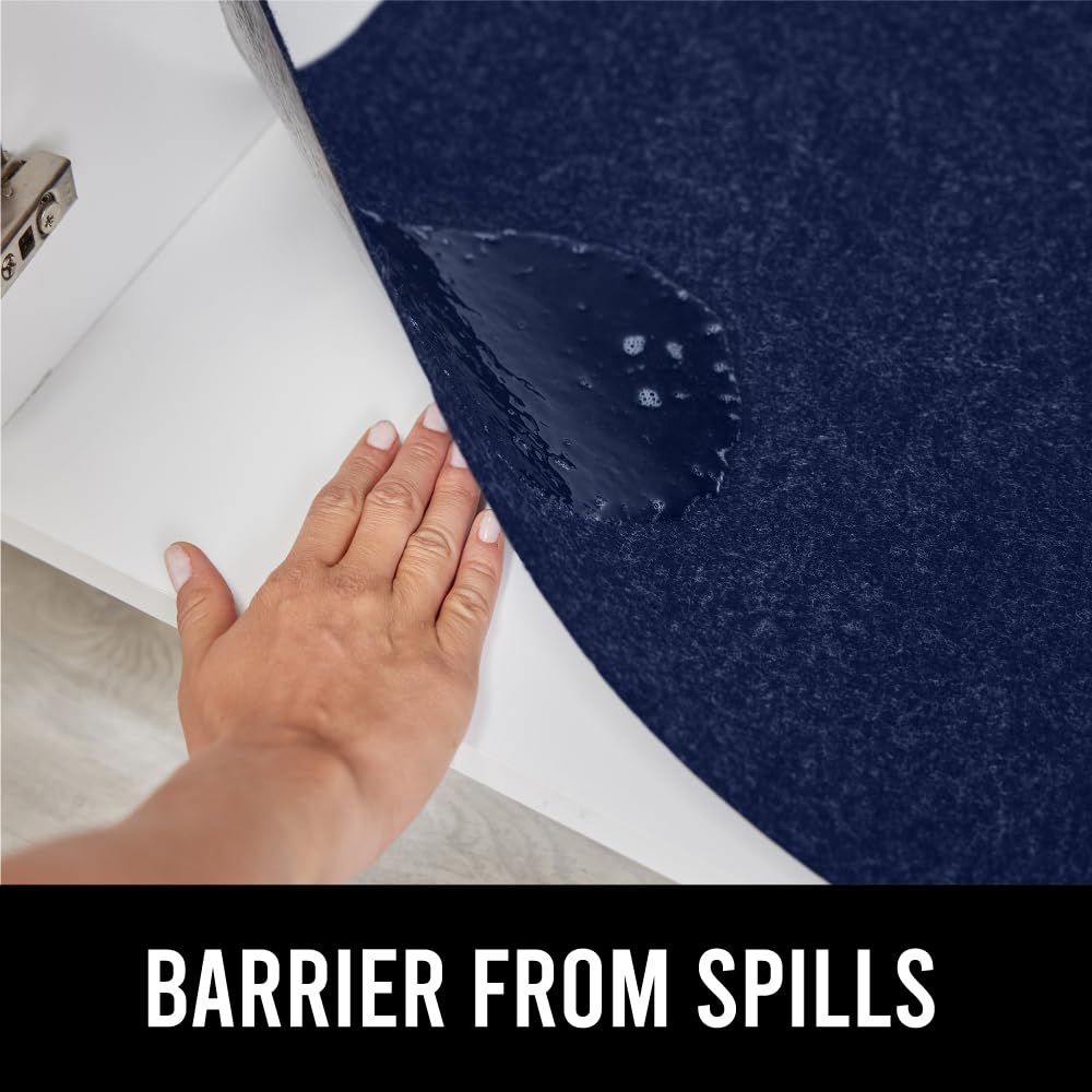 Gorilla Grip LeakGuard, nicht klebende Unterspülmatte für Küchenschränke, 24 x 40, wasserdichte, schnell trocknende Regaleinlage, langlebige, saugfähige Filzmatten für Badezimmerwaschbecken, Schränke, Kommoden, Damast, Taupe-Creme