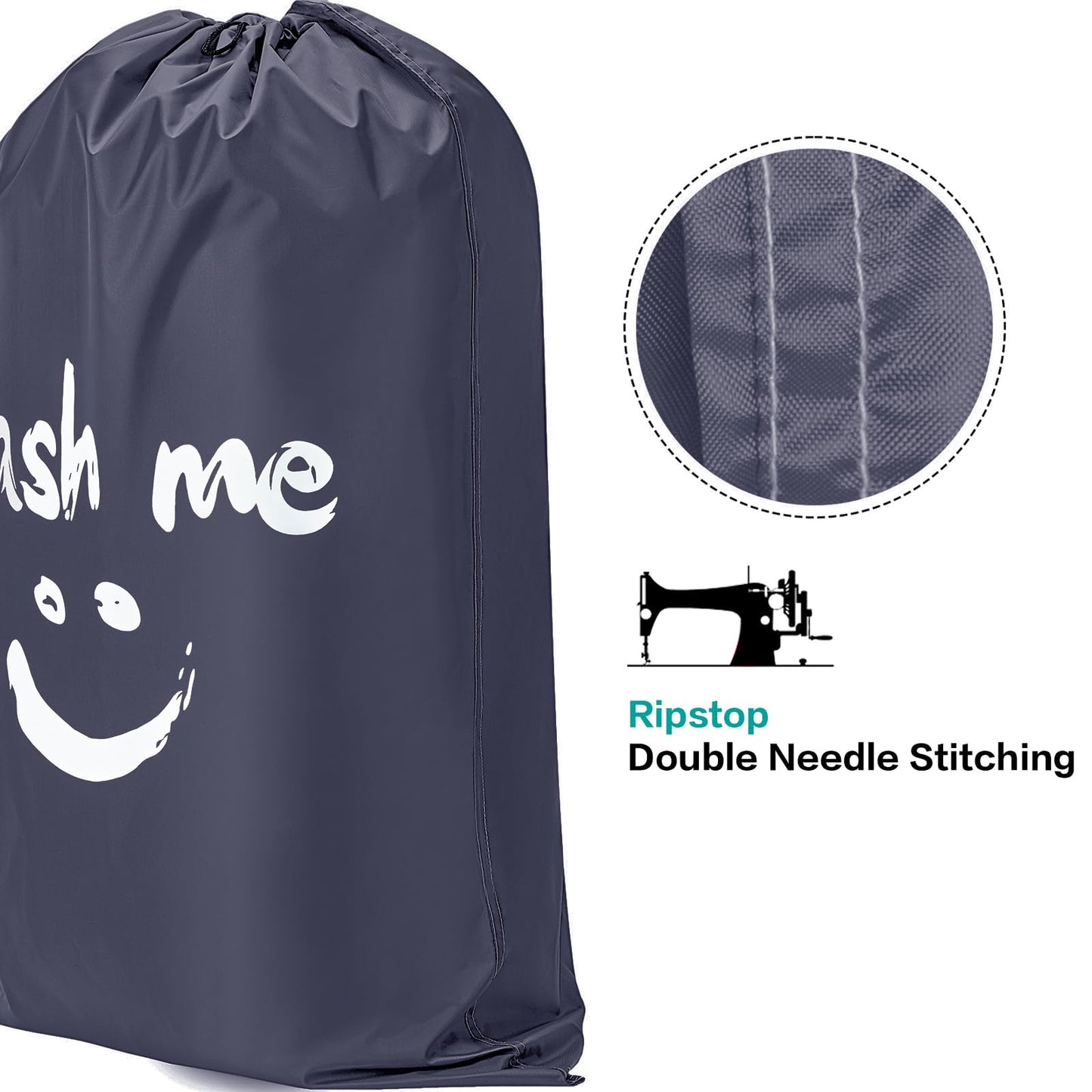 HOMEST 2 Pack XL Wash Me Travel Laundry Bag, Dirty Clothes Organizer, Large Enough to Hold 4 Loads of Laundry, Easy Fit a Laundry Hamper or Basket