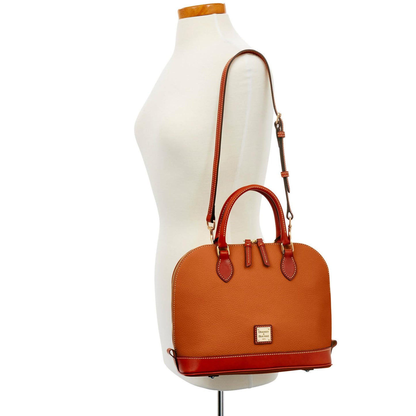 Dooney & Bourke Women's Zip Zip Satchel in Pebble Grain Leather, Large Handbag with Adjustable & Detachable Shoulder Strap