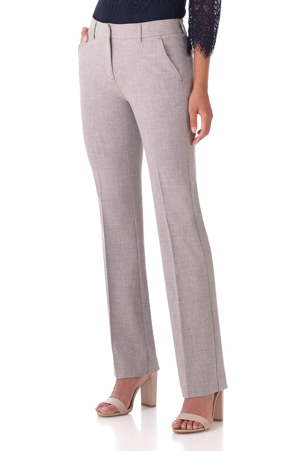 Rekucci Smart Stretch-Hose für Damen vom Schreibtisch bis zum Abendessen mit geradem Bein und Reißverschluss