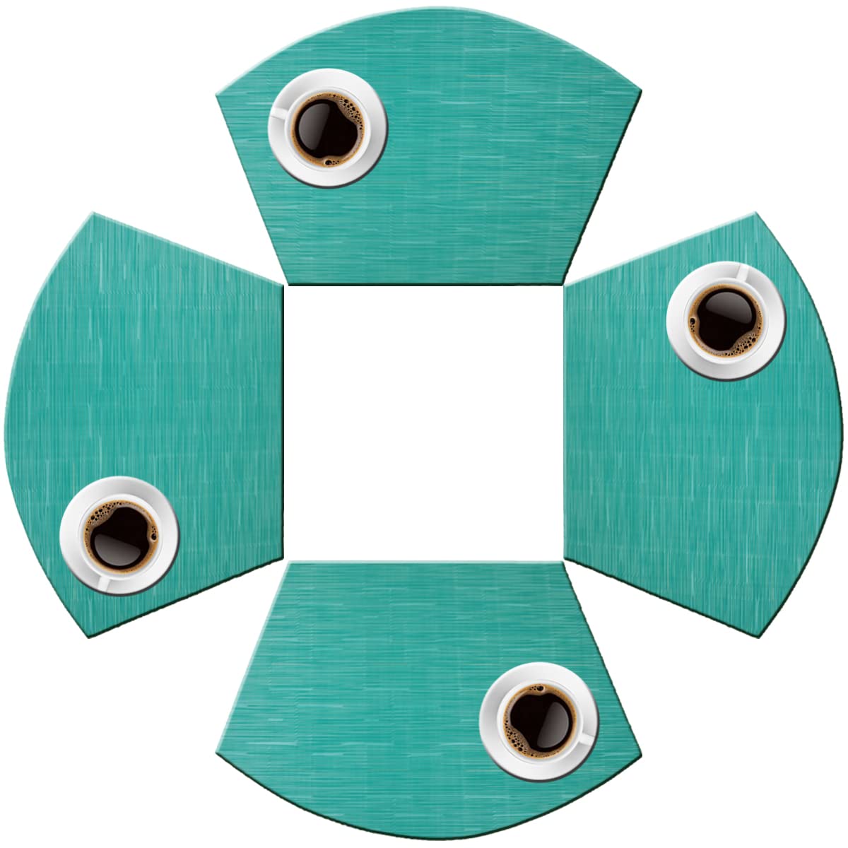 PIGCHCY Keilförmige Tischsets für den Esstisch, kreuzgewebt, waschbares Vinyl-Tischset, hitzebeständig, runde Tischsets, 4er-Set (Silbergrau)
