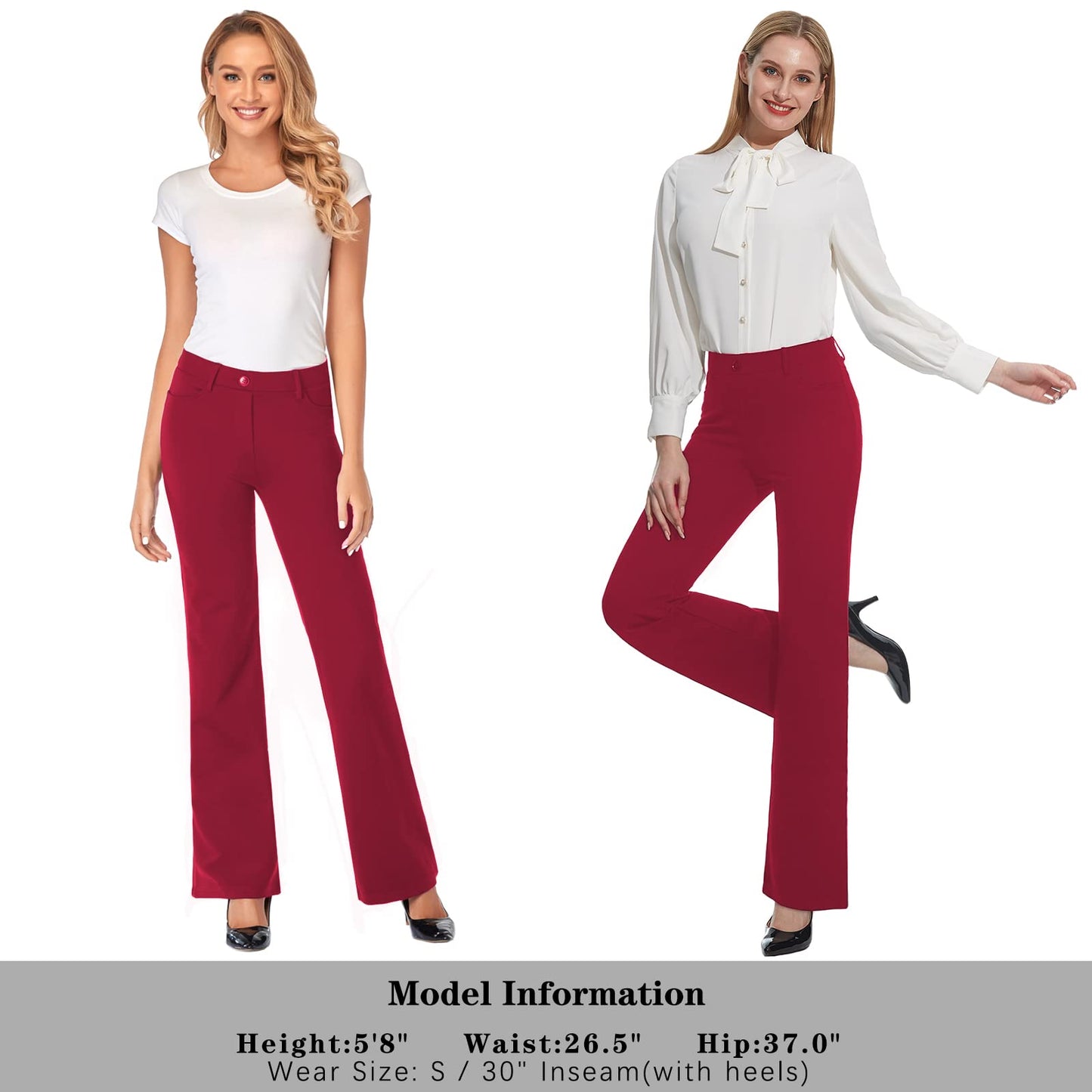 Pantalon extensible pour femme Tapata 28''/30''/32''/34'' avec poches, taille haute, petite, taille standard pour le travail au bureau