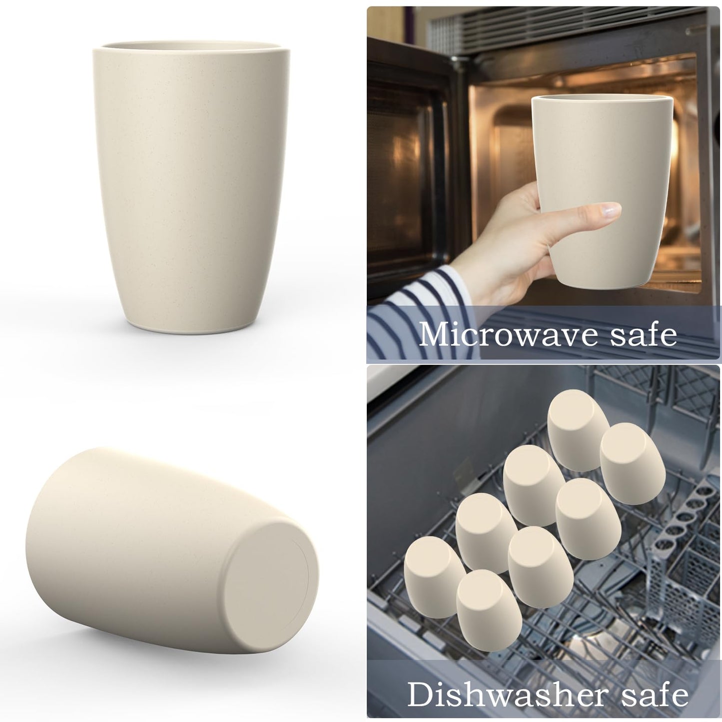 Wheat Straw Cups 8 PCS Good Alternative to Plastic Reusable Cups 20 oz Unbreakable Drinking Cup Reusable Dishwasher Safe Water Plastic Glasses Colorful Series
