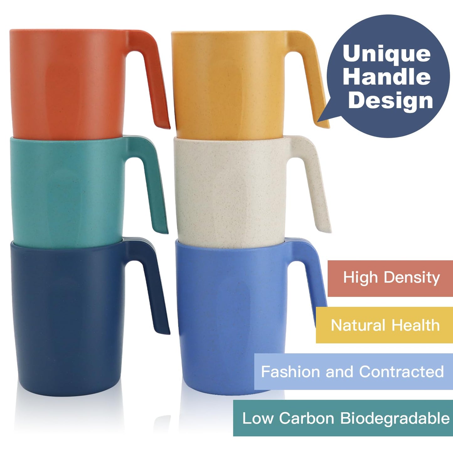 Homienly Becher mit Weizenstrohhalm, Plastikbecher, unzerbrechliche Trinkbecher, wiederverwendbare, spülmaschinenfeste Wassergläser, stapelbare Plastik-Wasserbecher in mehreren Farben (20 OZ, 8 Stück)