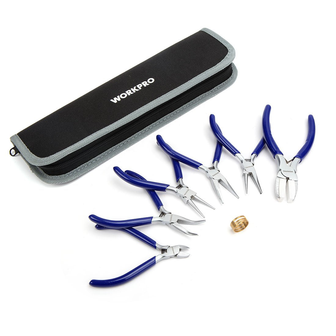 WORKPRO 7-teiliges Zangenset für Juweliere, Werkzeugset zur Schmuckherstellung mit praktischer Tragetasche (blau)