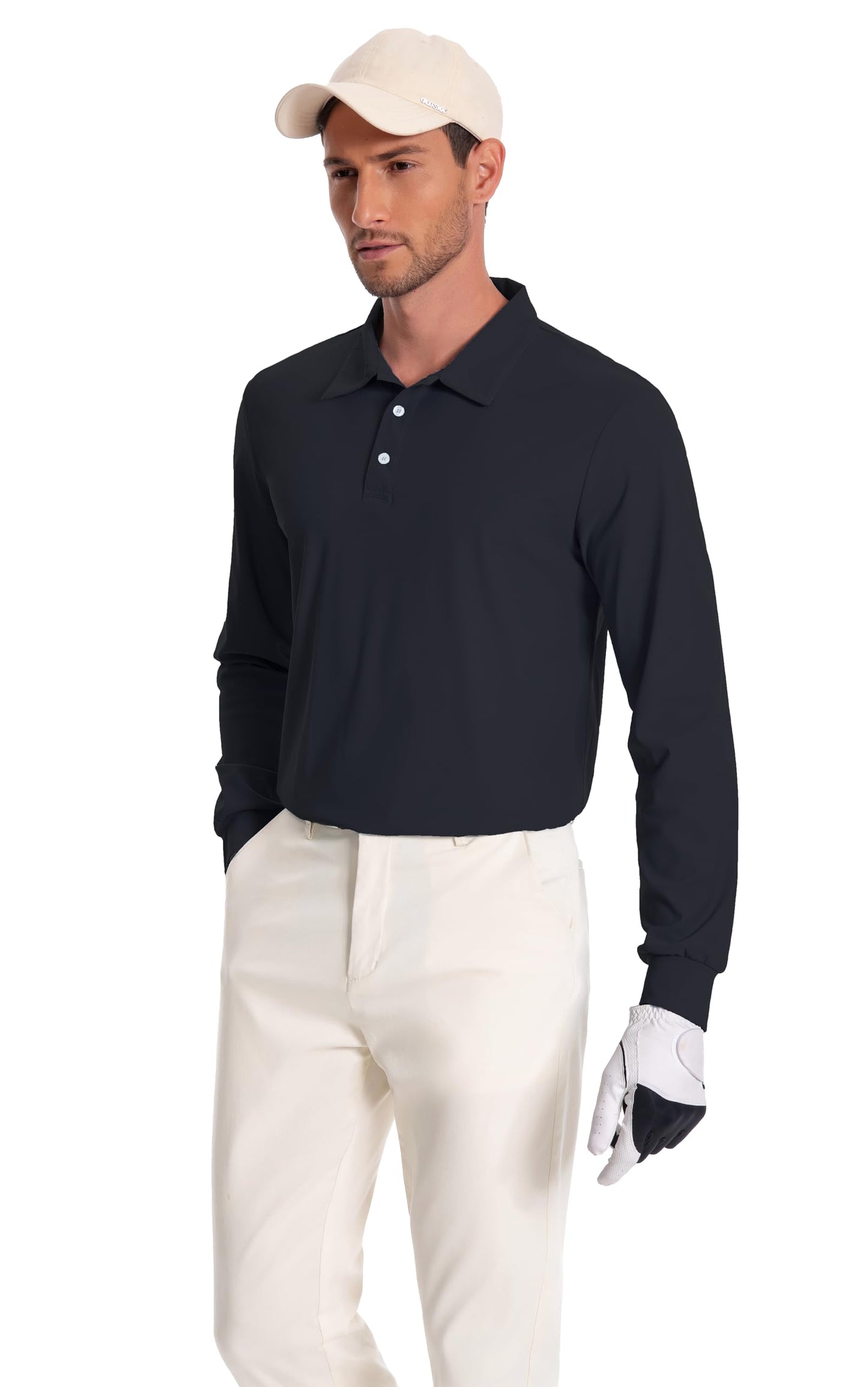 Men’s Polo Shirt Long Sleeve Golf Collared Shirts Quicky Dry Moisture Wicking Performance Lightweight Soft Polo