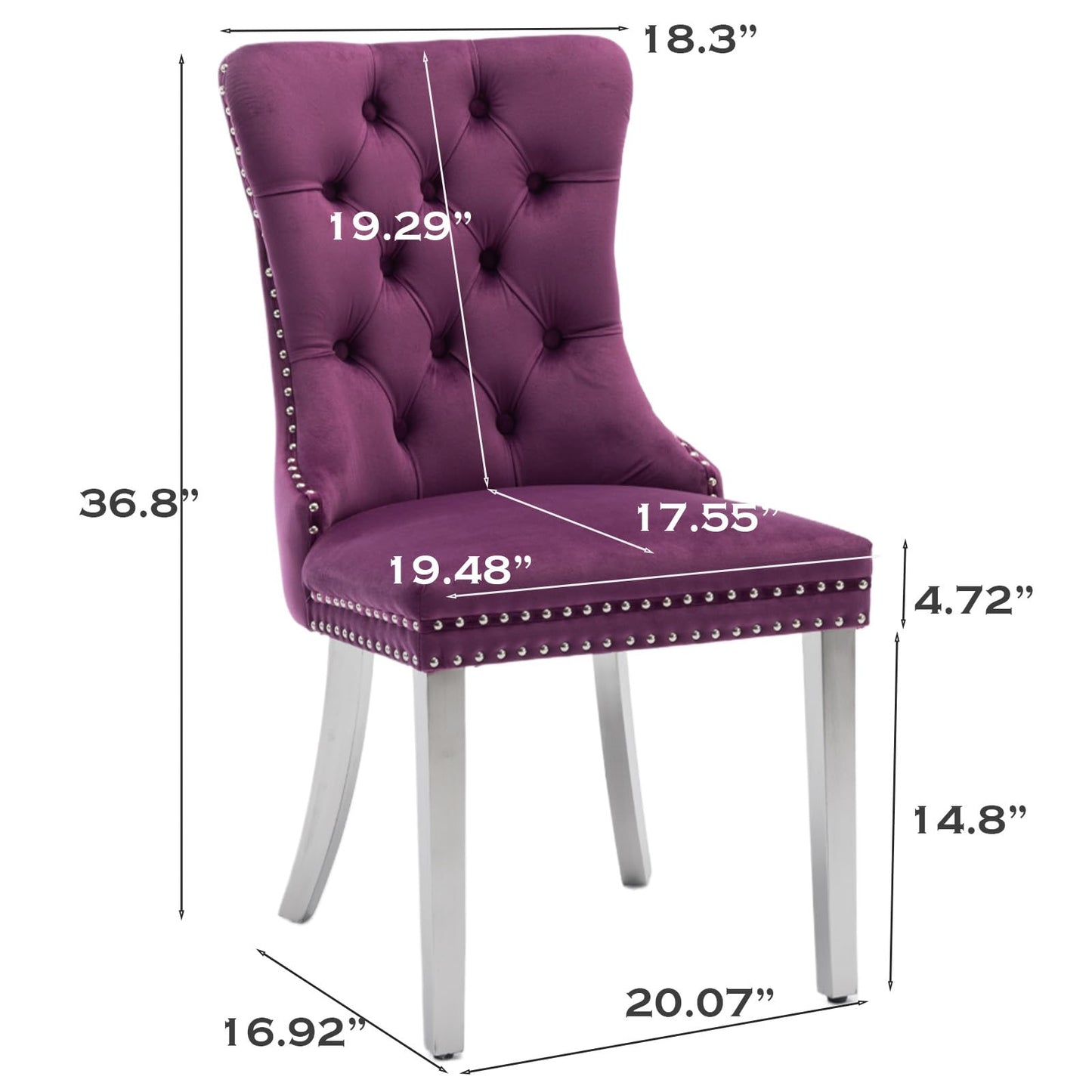 SoarFlash Esszimmerstühle aus Leder, 8er-Set, Beistellstuhl mit hoher Rückenlehne, moderner gepolsterter Beistellstuhl mit Knopfrückenring, Beine aus Massivholz (Schwarz und Grau)