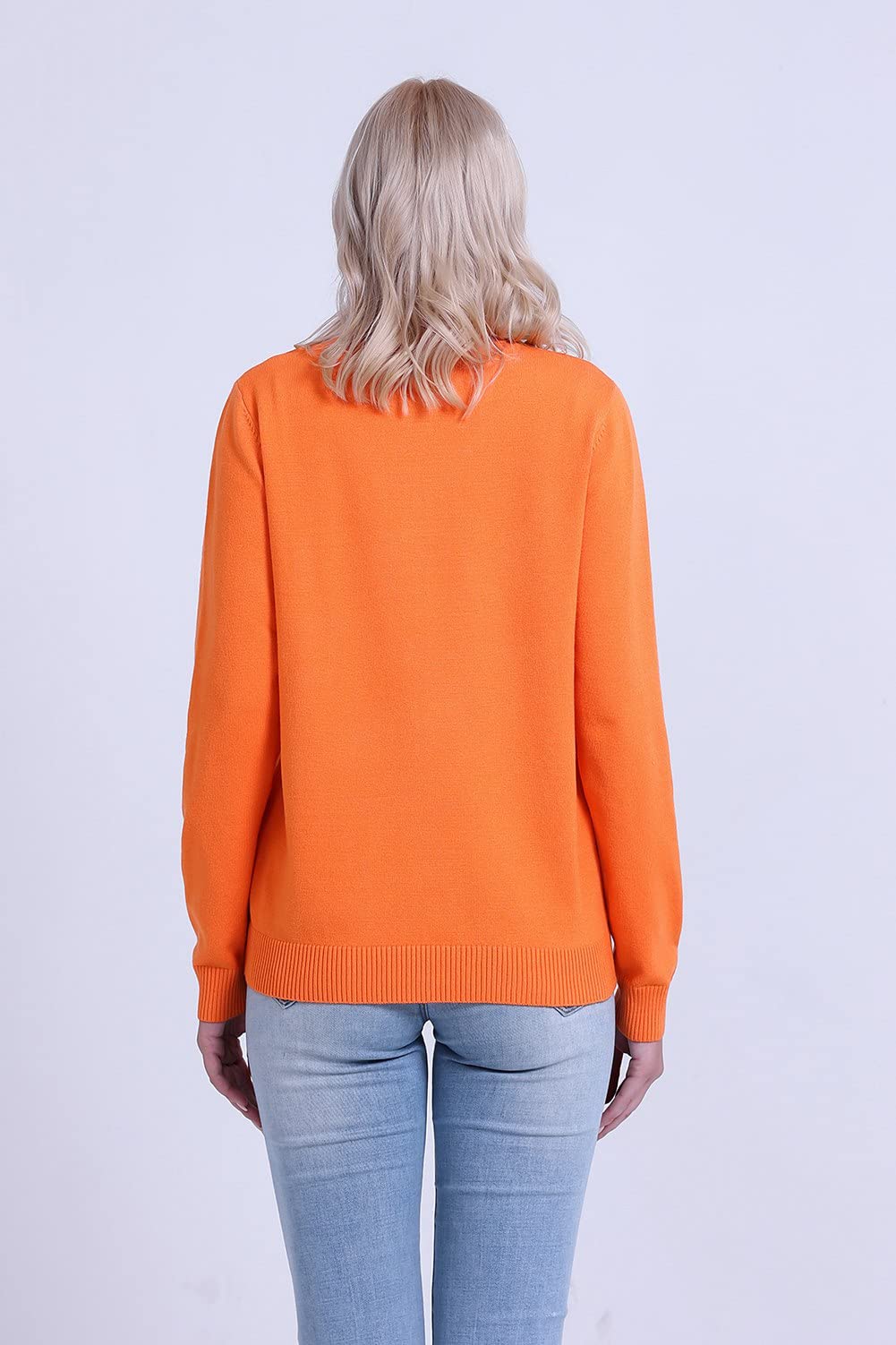 SMILING PINKER Women Cardigan Sweater Crewneck Pearl Button Knitted Tops Medium Weight
