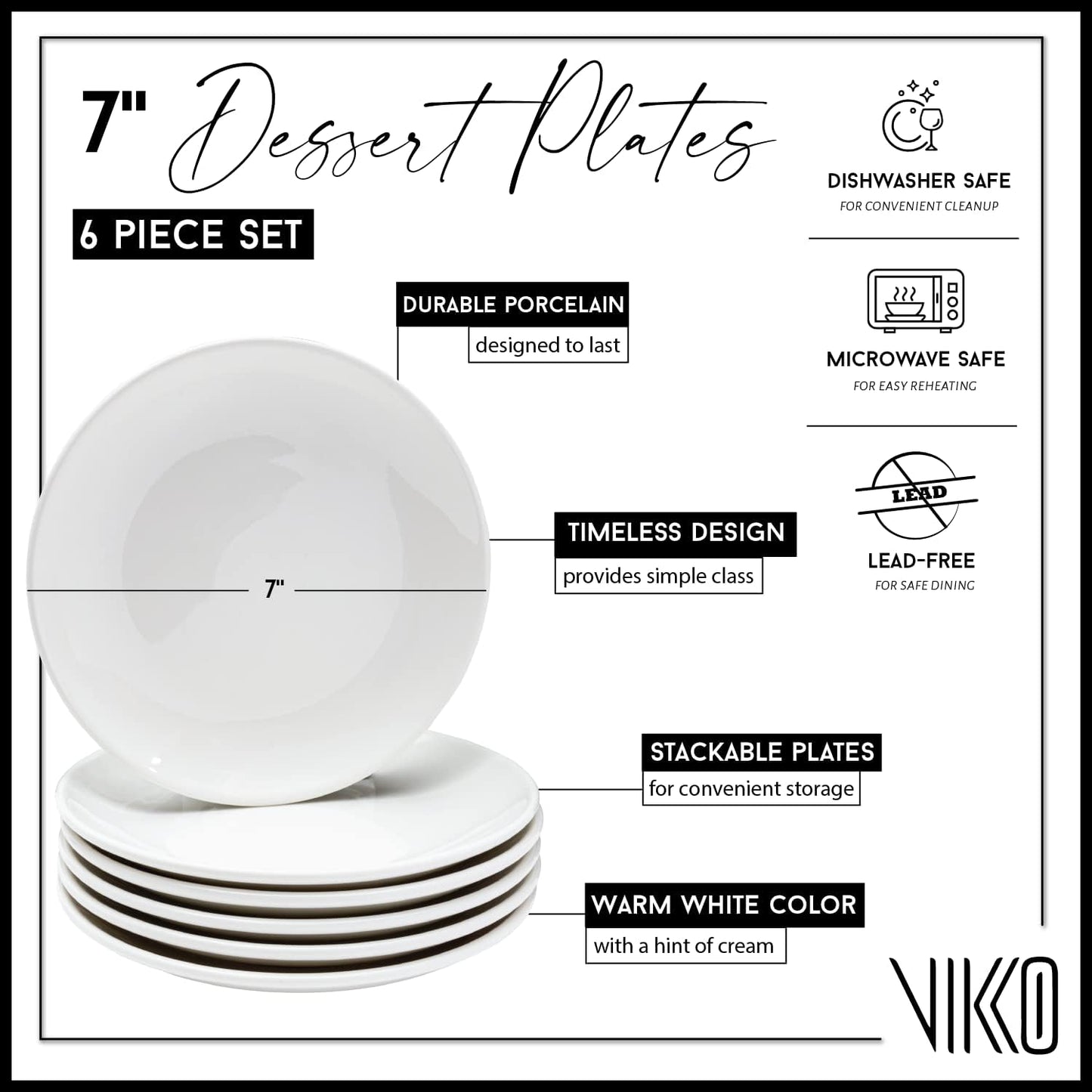 Vikko Ceramic Dinner Plates – Stackable White Plates