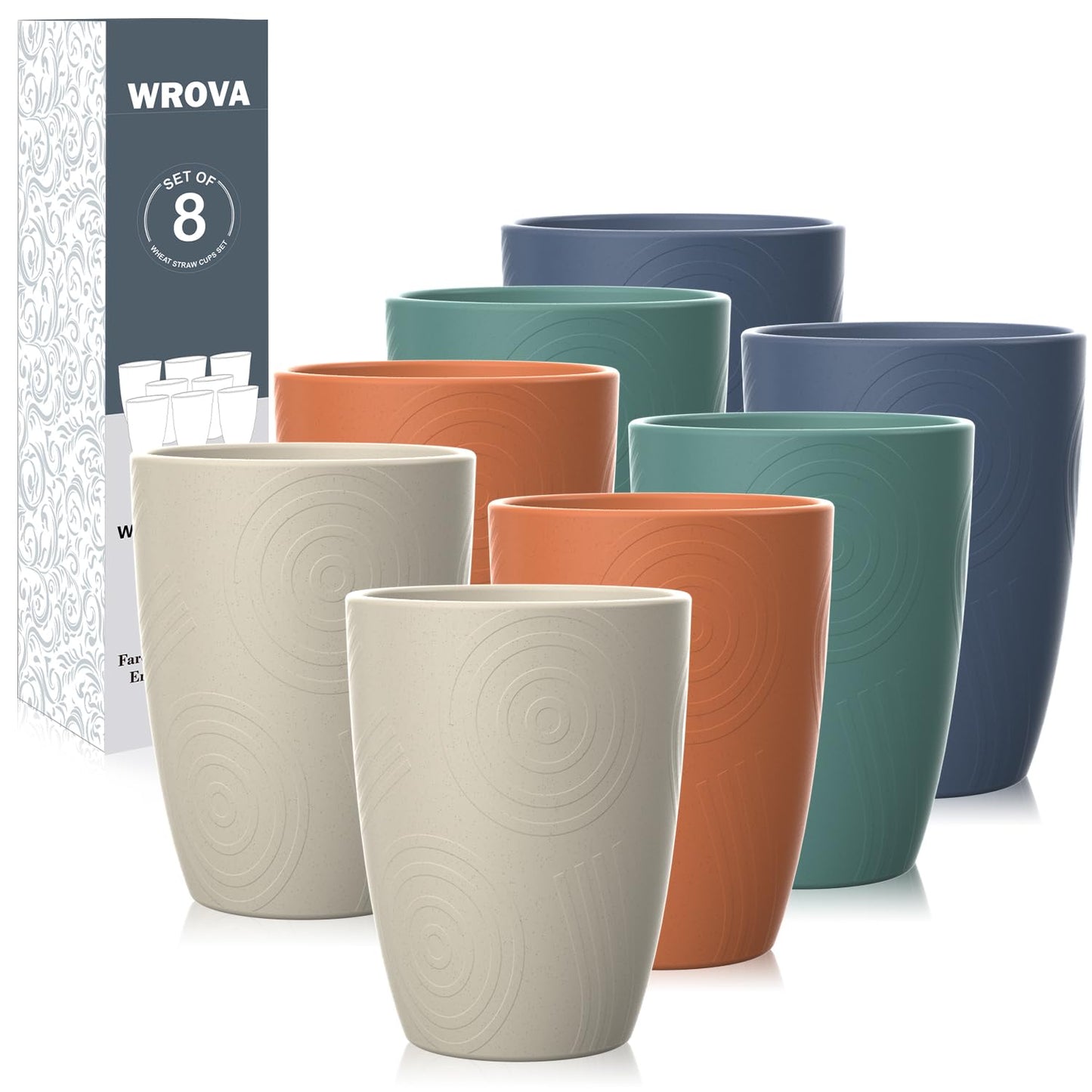 Wheat Straw Cups 8 PCS Good Alternative to Plastic Reusable Cups 20 oz Unbreakable Drinking Cup Reusable Dishwasher Safe Water Plastic Glasses Colorful Series