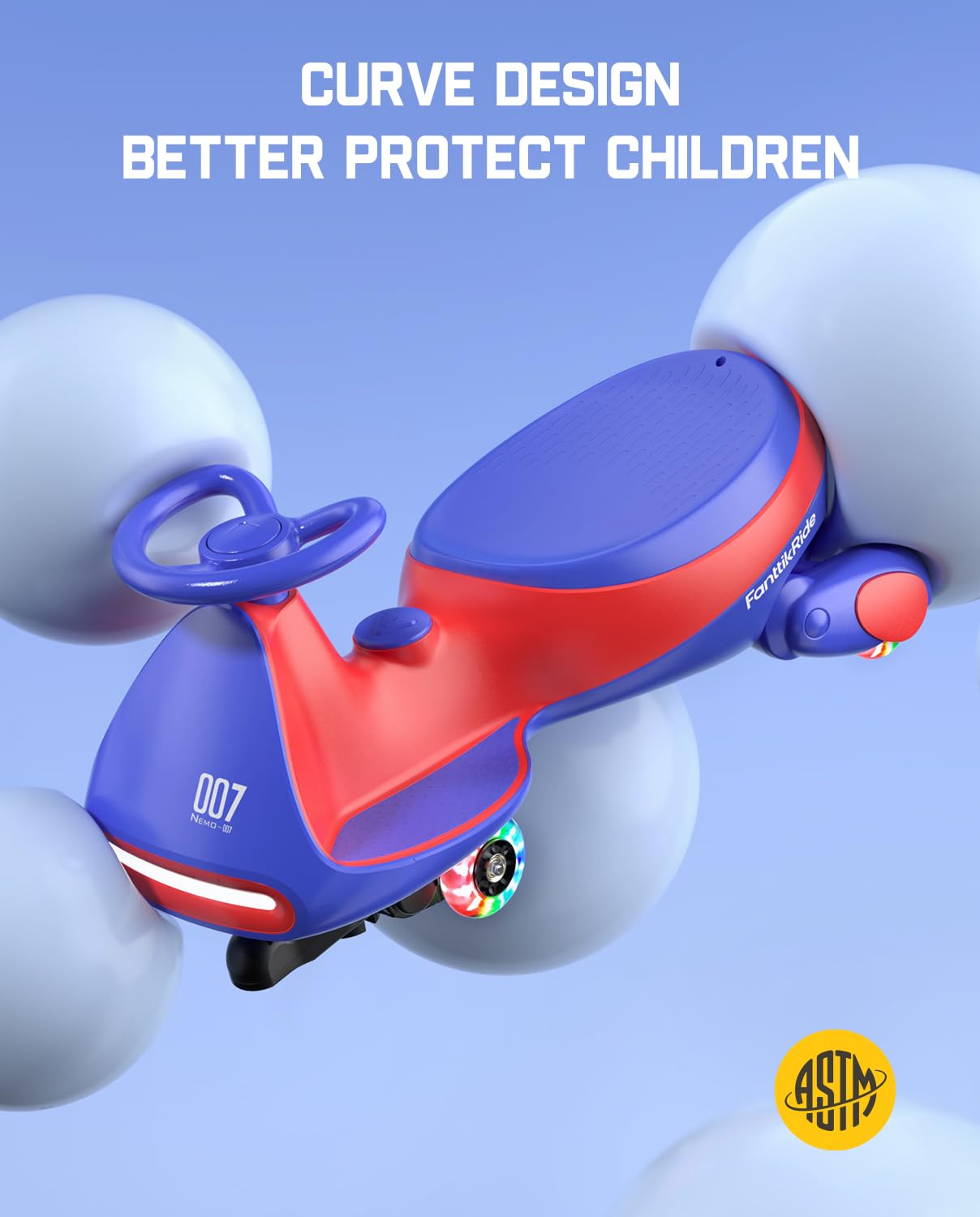 12V N7 Pro Electric Wiggle Car – Pedal-Powered Fun for Kids, Lights & Bluetooth Ride-On (by Fanttik)