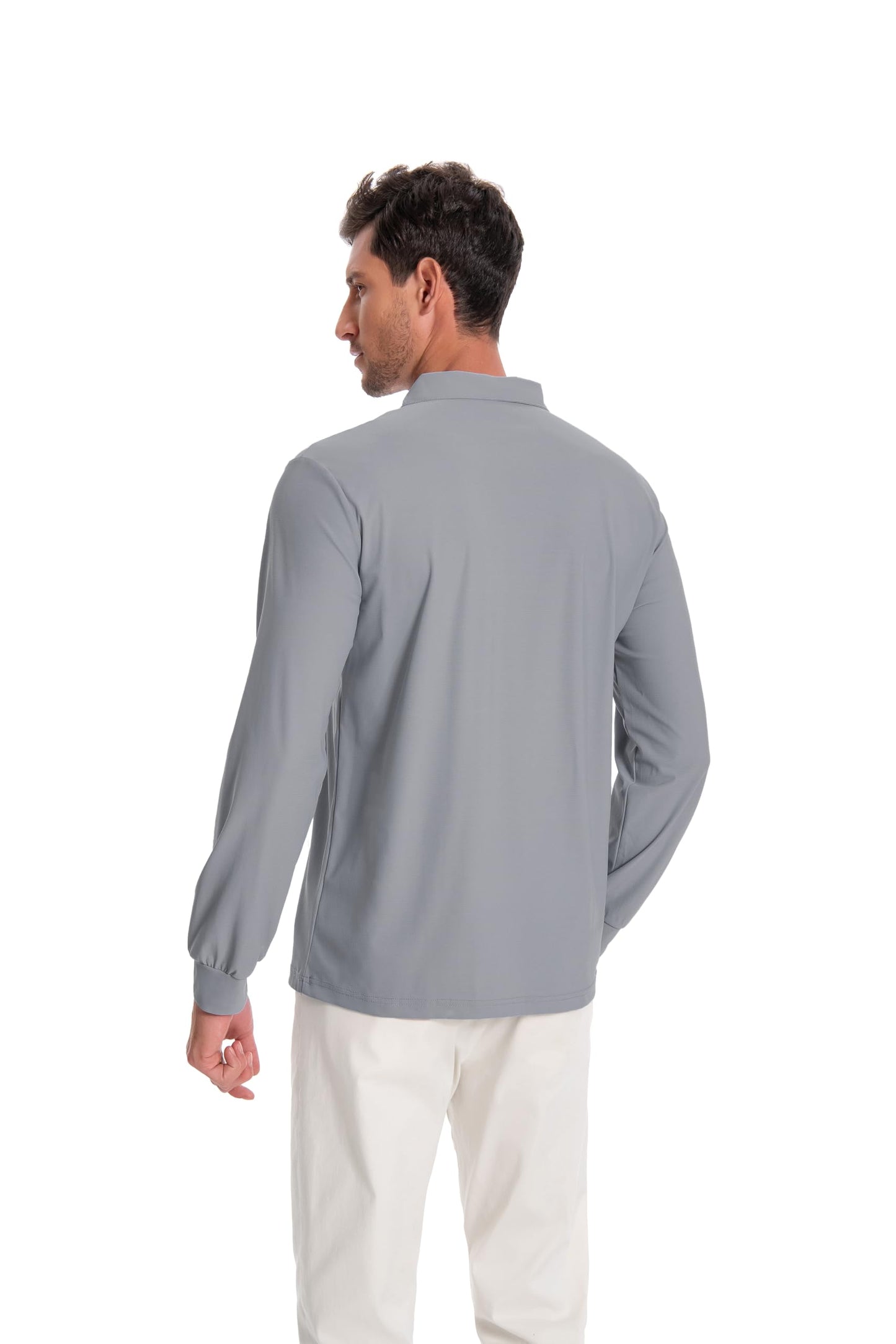 Men’s Polo Shirt Long Sleeve Golf Collared Shirts Quicky Dry Moisture Wicking Performance Lightweight Soft Polo