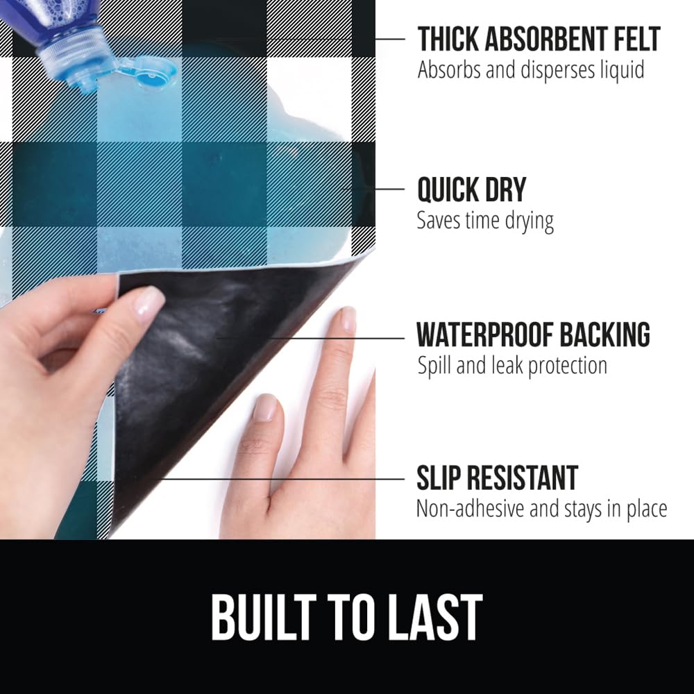 Gorilla Grip LeakGuard, nicht klebende Unterspülmatte für Küchenschränke, 24 x 40, wasserdichte, schnell trocknende Regaleinlage, langlebige, saugfähige Filzmatten für Badezimmerwaschbecken, Schränke, Kommoden, Damast, Taupe-Creme