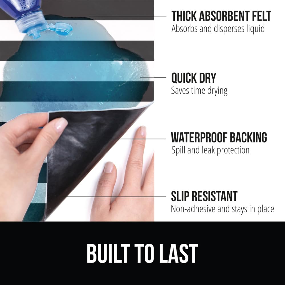 Gorilla Grip LeakGuard, nicht klebende Unterspülmatte für Küchenschränke, 24 x 40, wasserdichte, schnell trocknende Regaleinlage, langlebige, saugfähige Filzmatten für Badezimmerwaschbecken, Schränke, Kommoden, Damast, Taupe-Creme