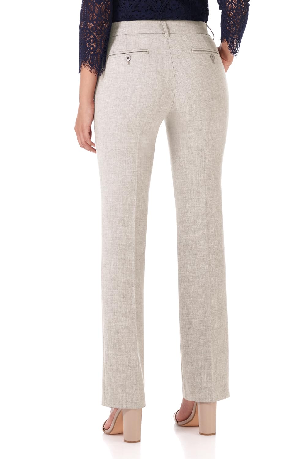 Rekucci Smart Stretch-Hose für Damen vom Schreibtisch bis zum Abendessen mit geradem Bein und Reißverschluss