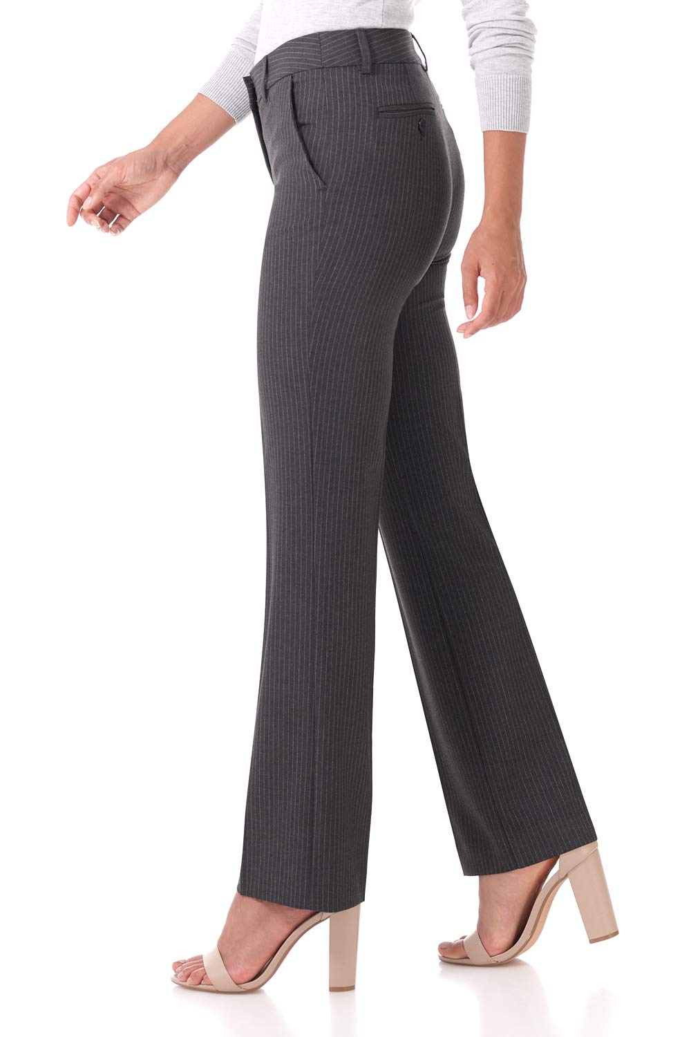Rekucci Smart Stretch-Hose für Damen vom Schreibtisch bis zum Abendessen mit geradem Bein und Reißverschluss
