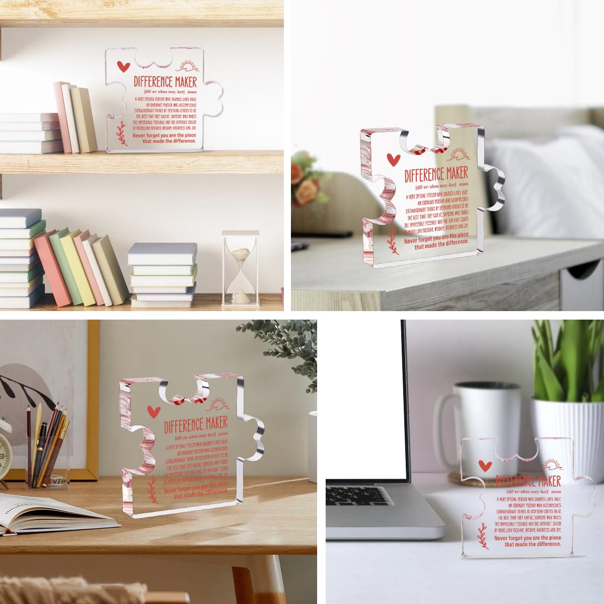 A heartfelt thank-you gift that says it all—beautifully printed on a clear 4.7 x 4.3 inch acrylic sign. Stylish, lightweight, and ready to display on any desk, shelf, or tabletop. Each piece is gift-ready and designed to leave a lasting impression.