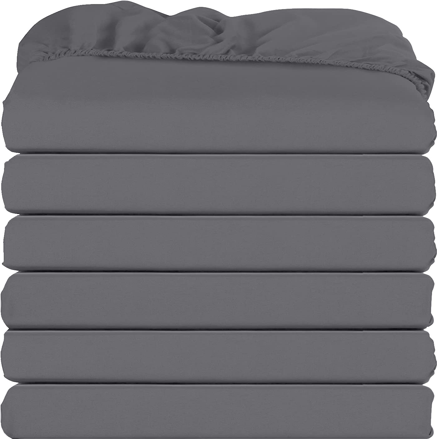 Utopia Bedding Spannbettlaken für Queensize-Betten – Großpackung mit 6 Spannbettlaken – weiche gebürstete Mikrofaser – tiefe Taschen – schrumpft und verblasst nicht – pflegeleicht (grau)