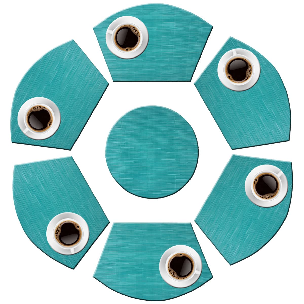 PIGCHCY Keilförmige Tischsets für den Esstisch, kreuzgewebt, waschbares Vinyl-Tischset, hitzebeständig, runde Tischsets, 4er-Set (Silbergrau)
