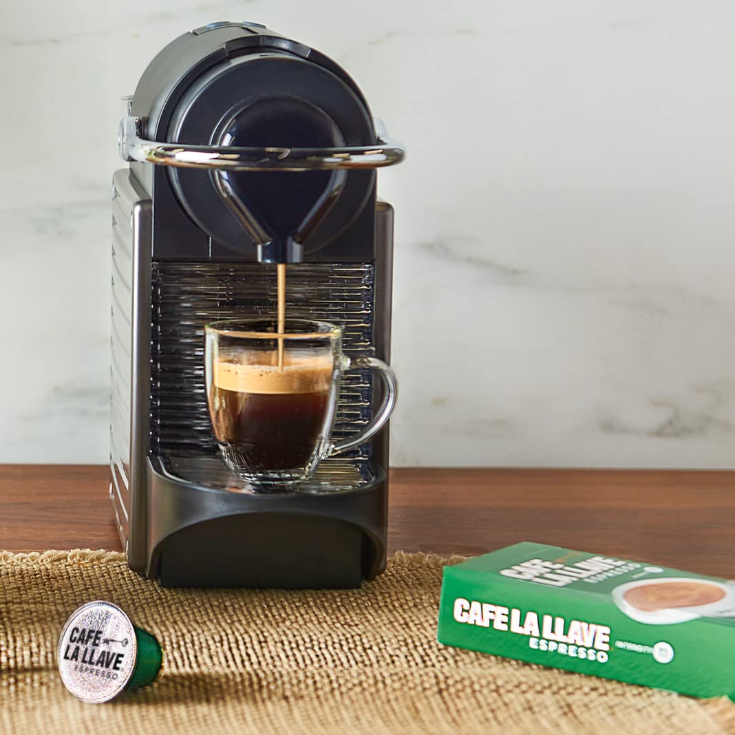Cafe La Llave Espresso Pods: 40 Recyclable Aluminum Pods, Intensity 11 - Dark Roast Latin-Style Coffee, Compatible with Nespresso Original Line Machines - Bold, Rich Flavor