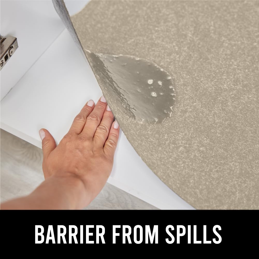 Gorilla Grip LeakGuard, nicht klebende Unterspülmatte für Küchenschränke, 24 x 40, wasserdichte, schnell trocknende Regaleinlage, langlebige, saugfähige Filzmatten für Badezimmerwaschbecken, Schränke, Kommoden, Damast, Taupe-Creme