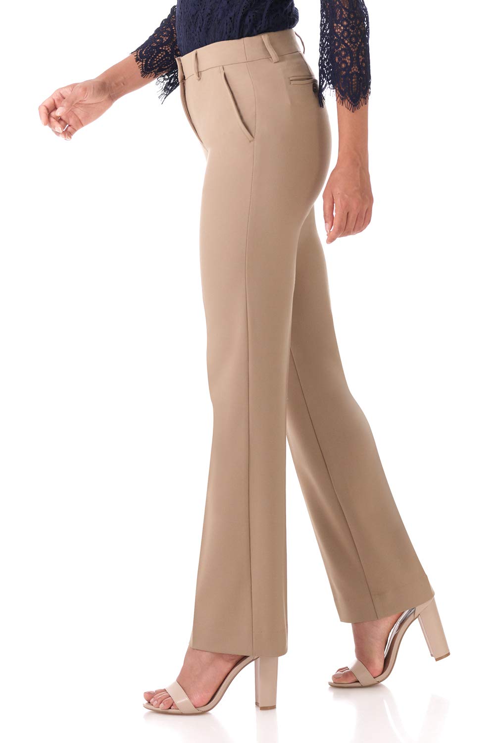 Rekucci Smart Stretch-Hose für Damen vom Schreibtisch bis zum Abendessen mit geradem Bein und Reißverschluss