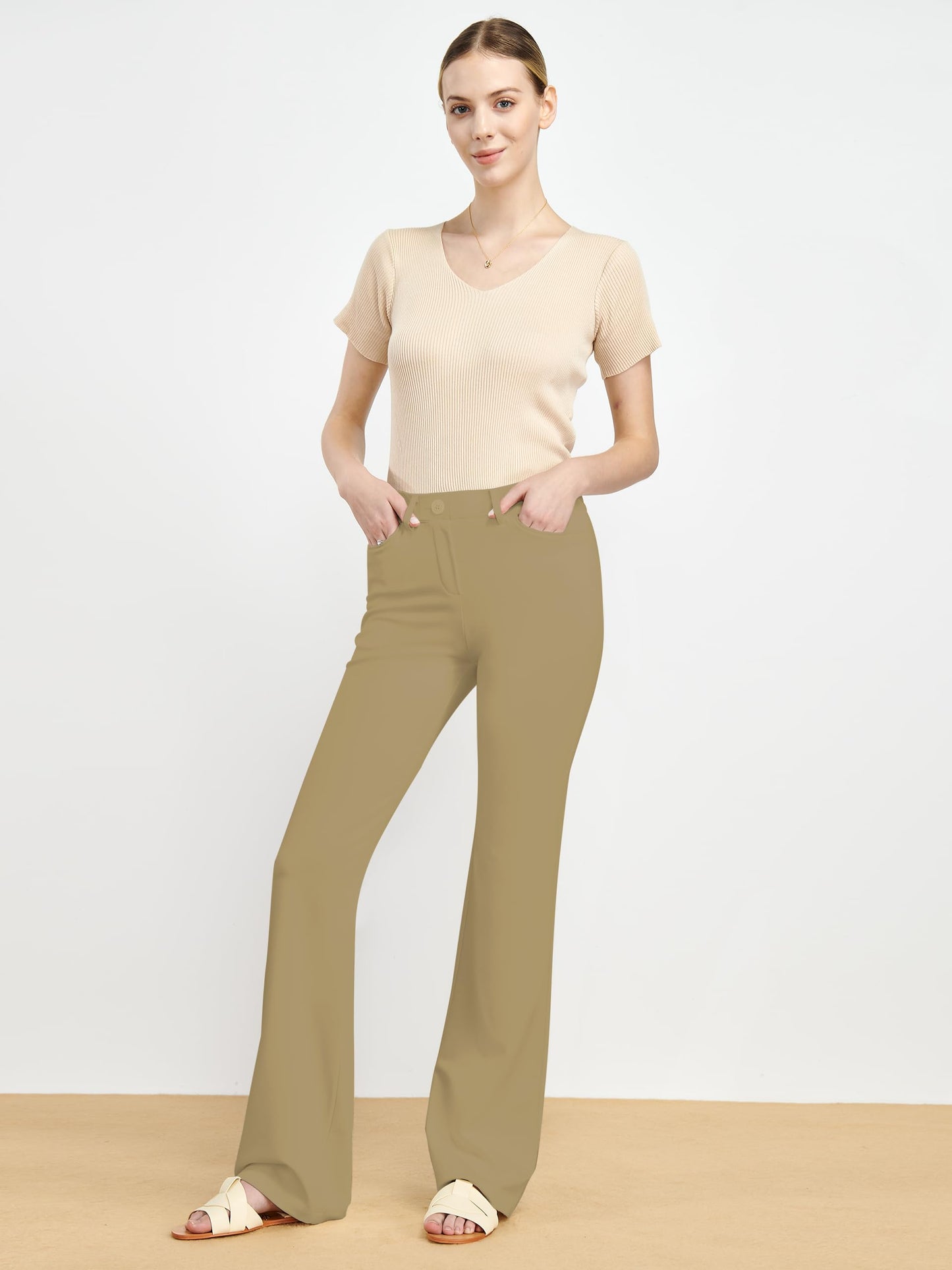 Pantalon extensible pour femme Tapata 28''/30''/32''/34'' avec poches, taille haute, petite, taille standard pour le travail au bureau