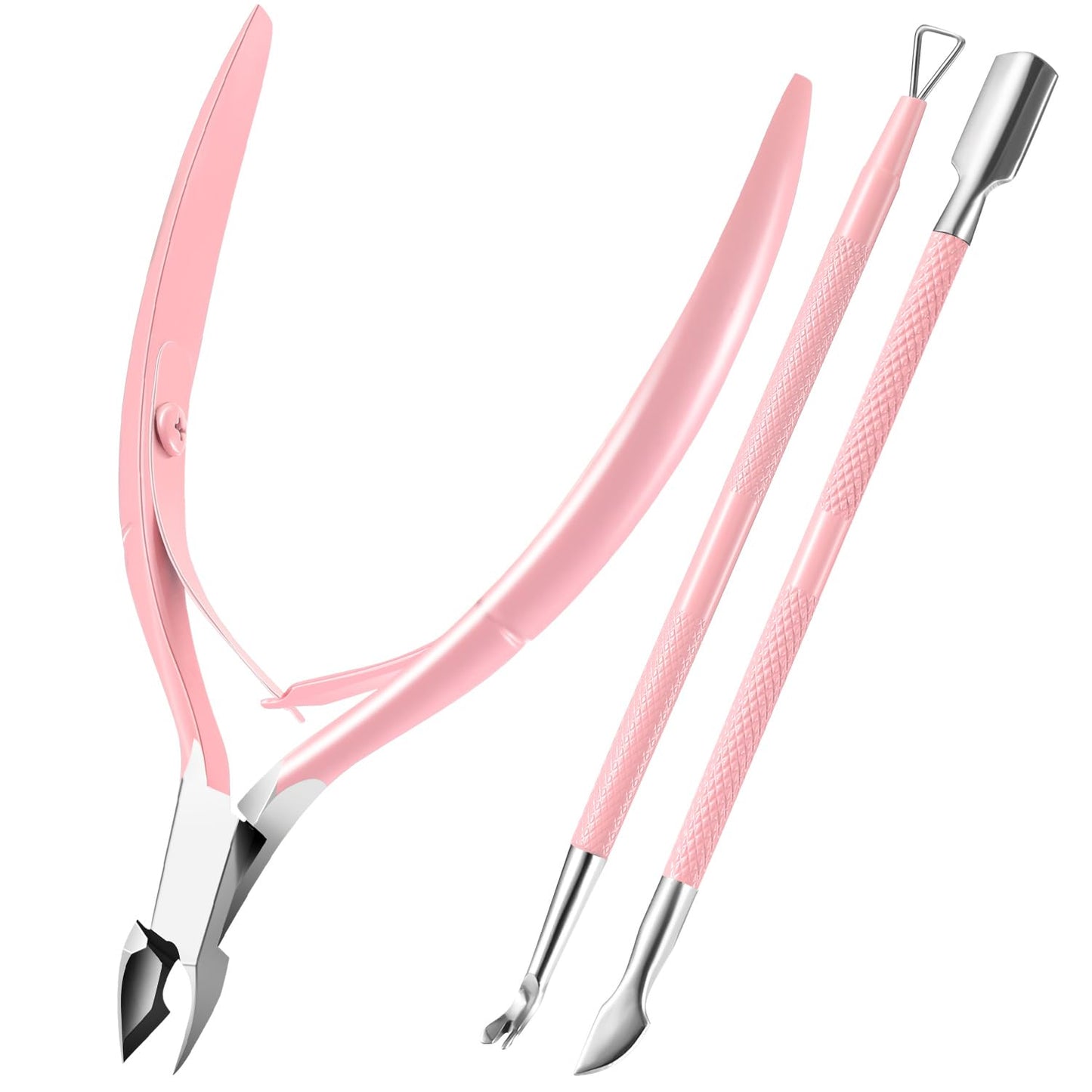 3-Piece Rainbow Cuticle Care Kit – Precision Trimmer, Dual-Head Pusher & Scraper | Surgical-Grade Stainless Steel