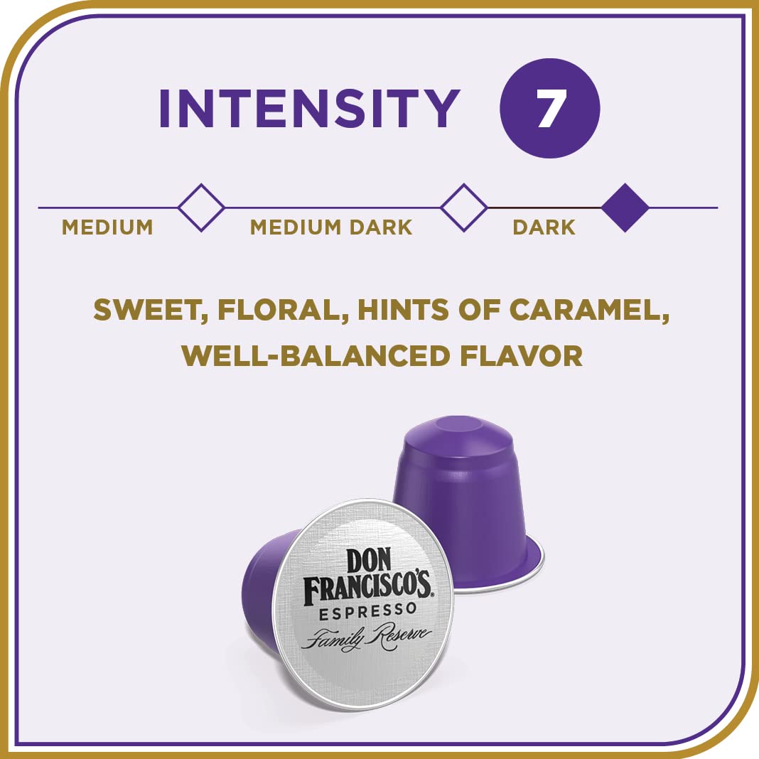 Don Francisco's and Cafe La Llave Espresso Capsule Variety Pack - 50 Recyclable Aluminum Pods Compatible with Nespresso Originalline - Premium Coffee with 4 Flavors and Intensities