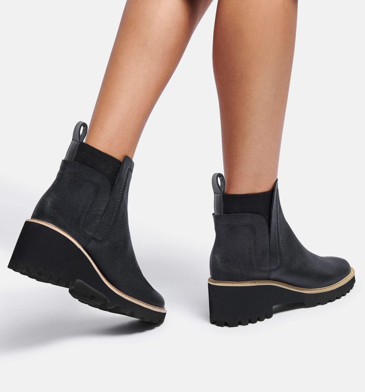Trish Lucia Damen Chelsea-Stiefel mit Plateausohle, knöchelhoch, klobiger Blockabsatz, rutschfest, Wildleder, modische Schlupfstiefeletten