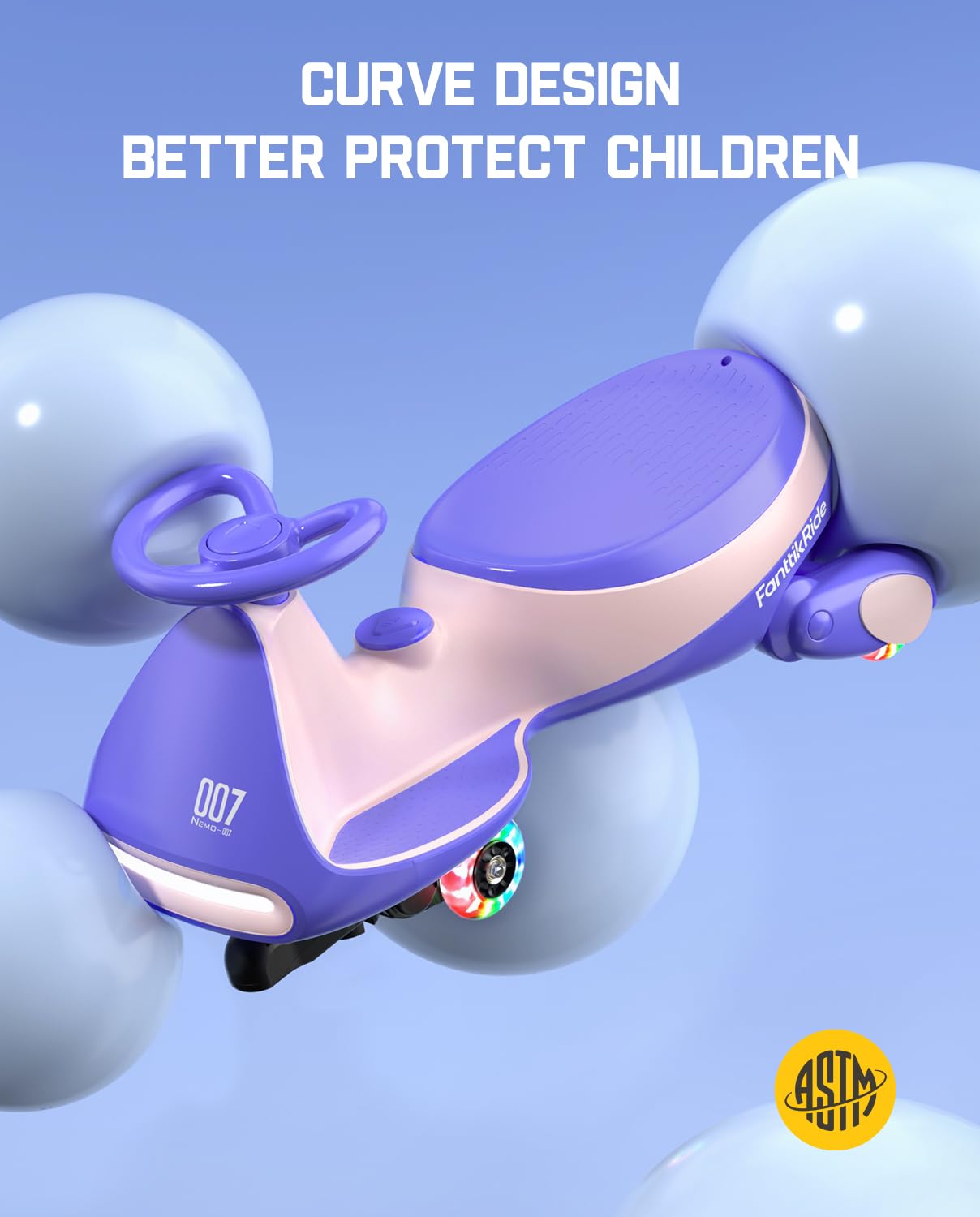 12V N7 Pro Electric Wiggle Car – Pedal-Powered Fun for Kids, Lights & Bluetooth Ride-On (by Fanttik)