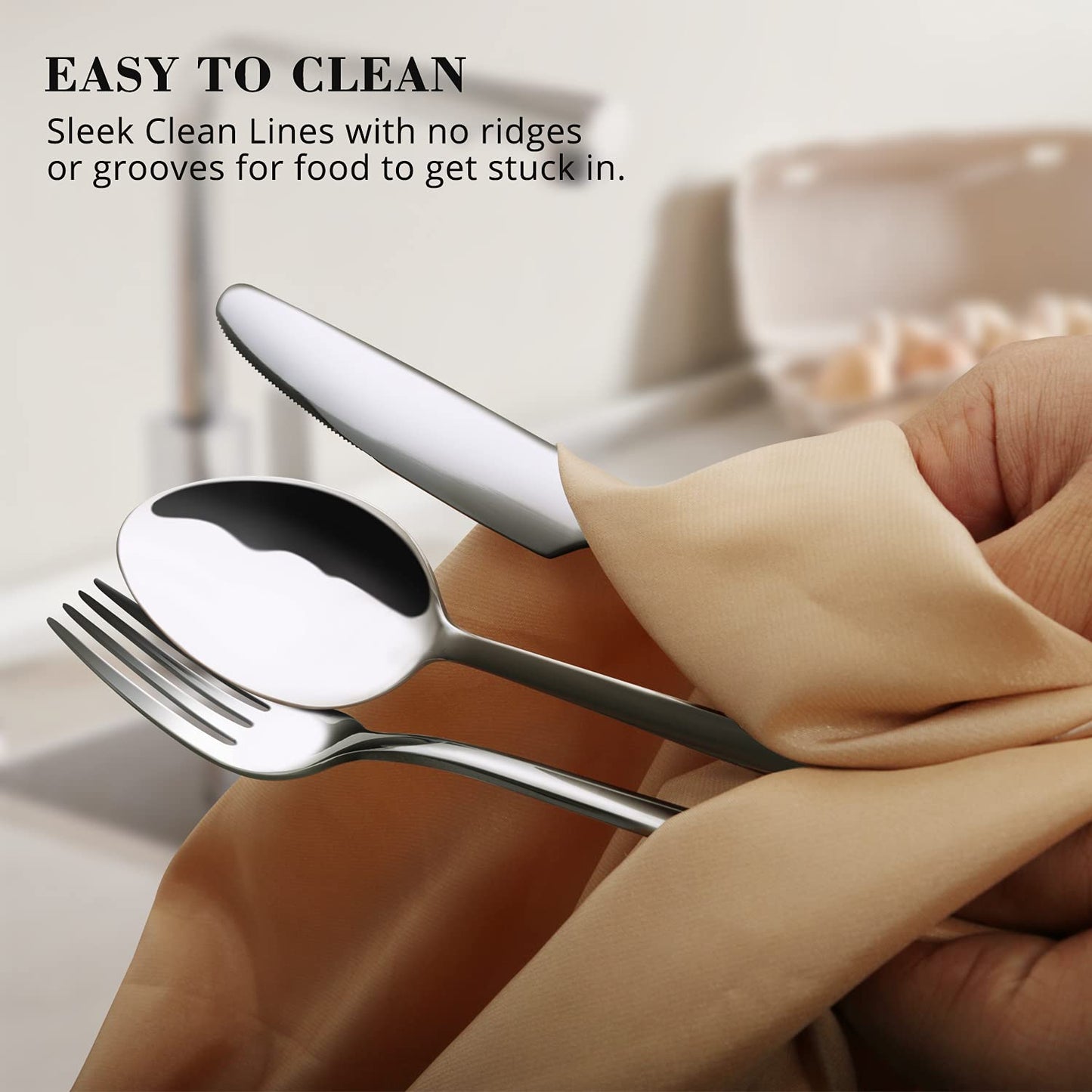 KINGSTONE Besteckset, 20-teiliges Besteckset für 4 Personen, Besteck aus Edelstahl 18/10, hochglanzpoliert, spülmaschinenfest, für Zuhause, Restaurant, Hochzeit, Party (Silber, 20-teilig für 4)