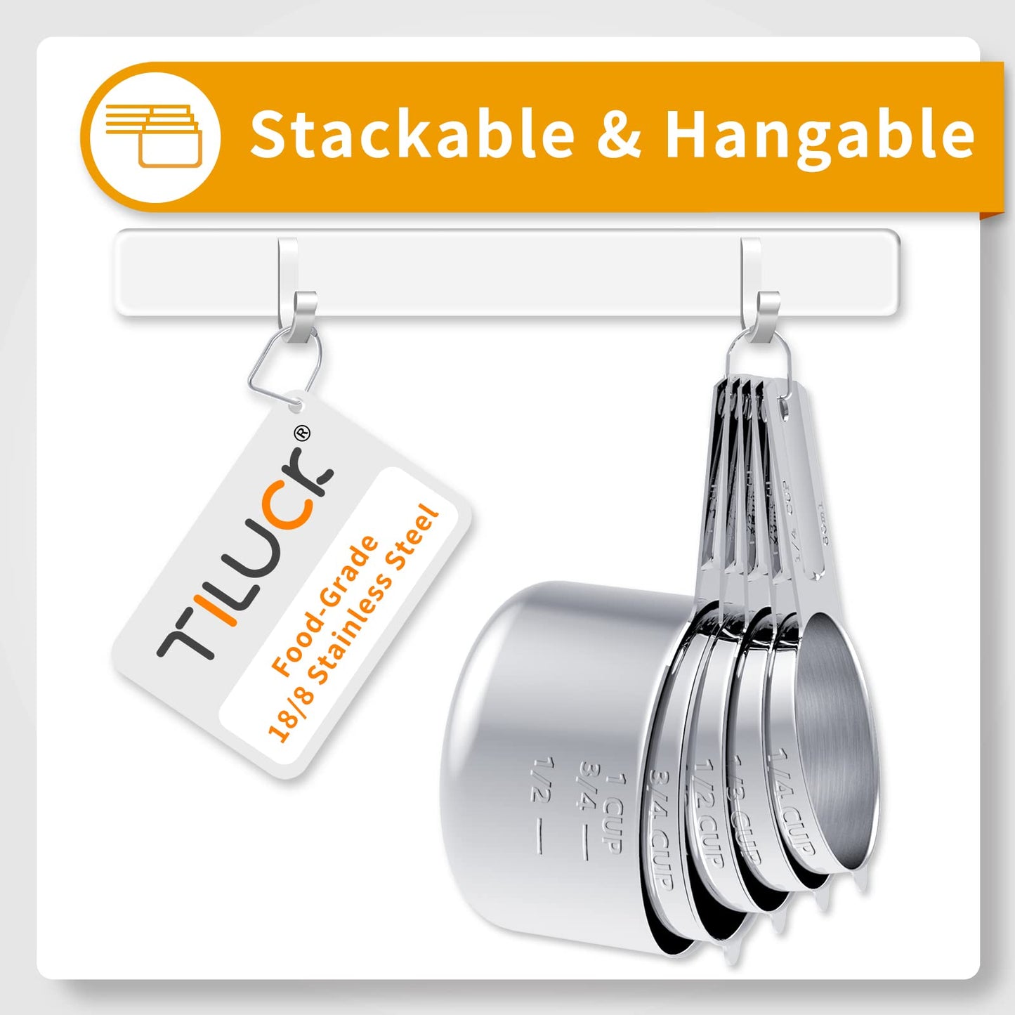 TILUCK Stainless Steel Measuring Cups & Spoons Set