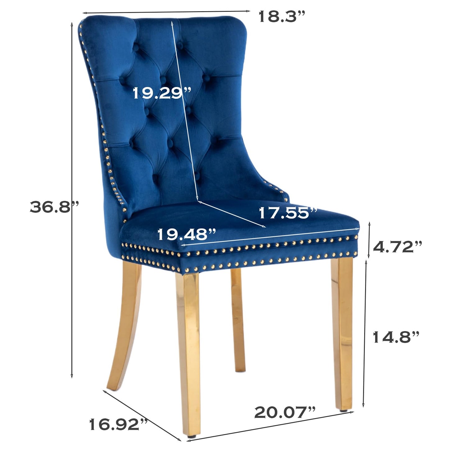 SoarFlash Esszimmerstühle aus Leder, 8er-Set, Beistellstuhl mit hoher Rückenlehne, moderner gepolsterter Beistellstuhl mit Knopfrückenring, Beine aus Massivholz (Schwarz und Grau)