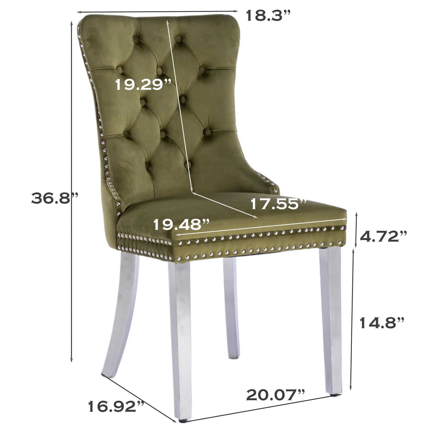 SoarFlash Esszimmerstühle aus Leder, 8er-Set, Beistellstuhl mit hoher Rückenlehne, moderner gepolsterter Beistellstuhl mit Knopfrückenring, Beine aus Massivholz (Schwarz und Grau)