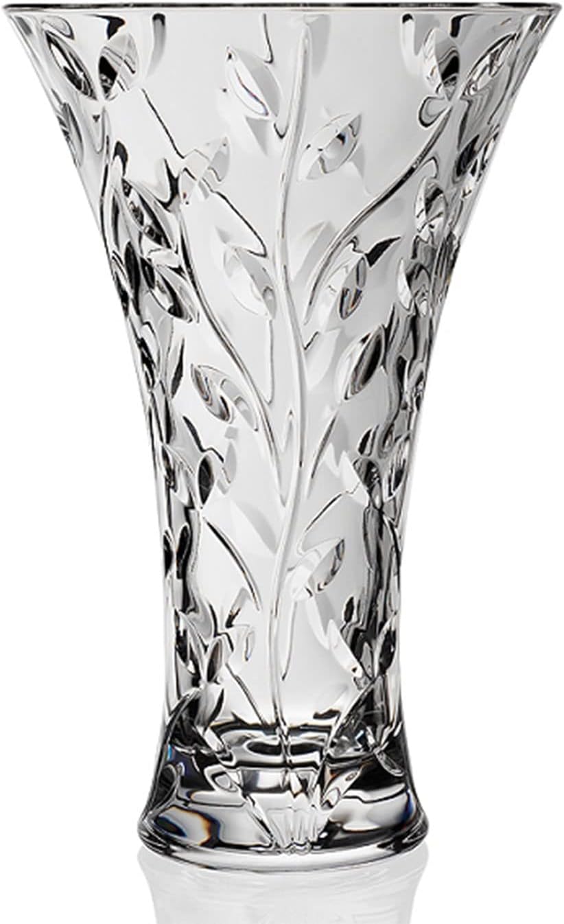 RCR Laurus-Kristallvase in modernem und elegantem Design für die Inneneinrichtung, als Tischdekoration, als Hochzeitsgeschenk – Blumenvase mit Blumenmuster